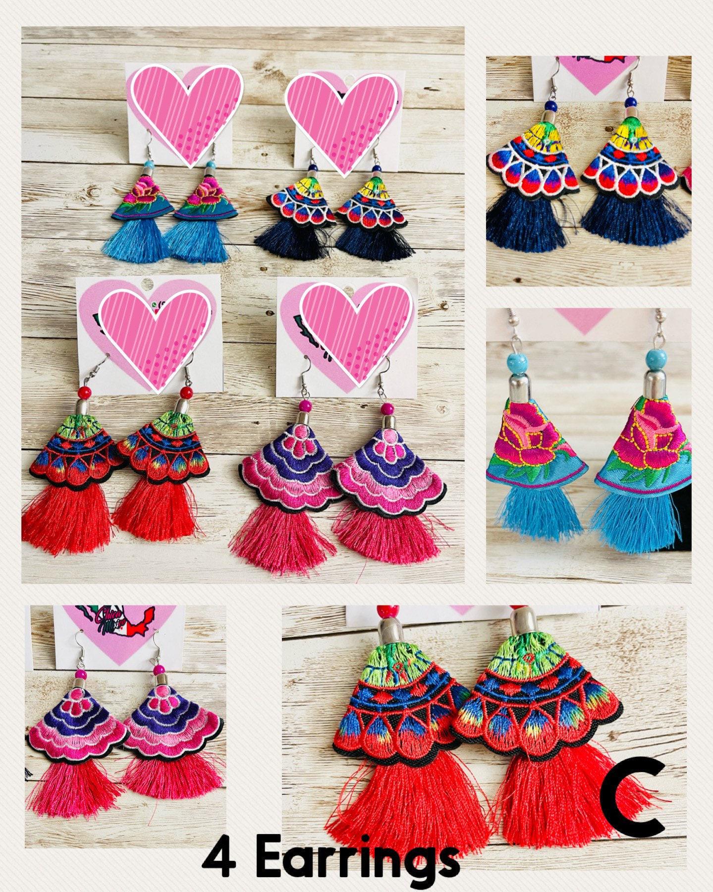 Mexican Artesanal Pompom Earrings Aretes Artesenales Mexicanos