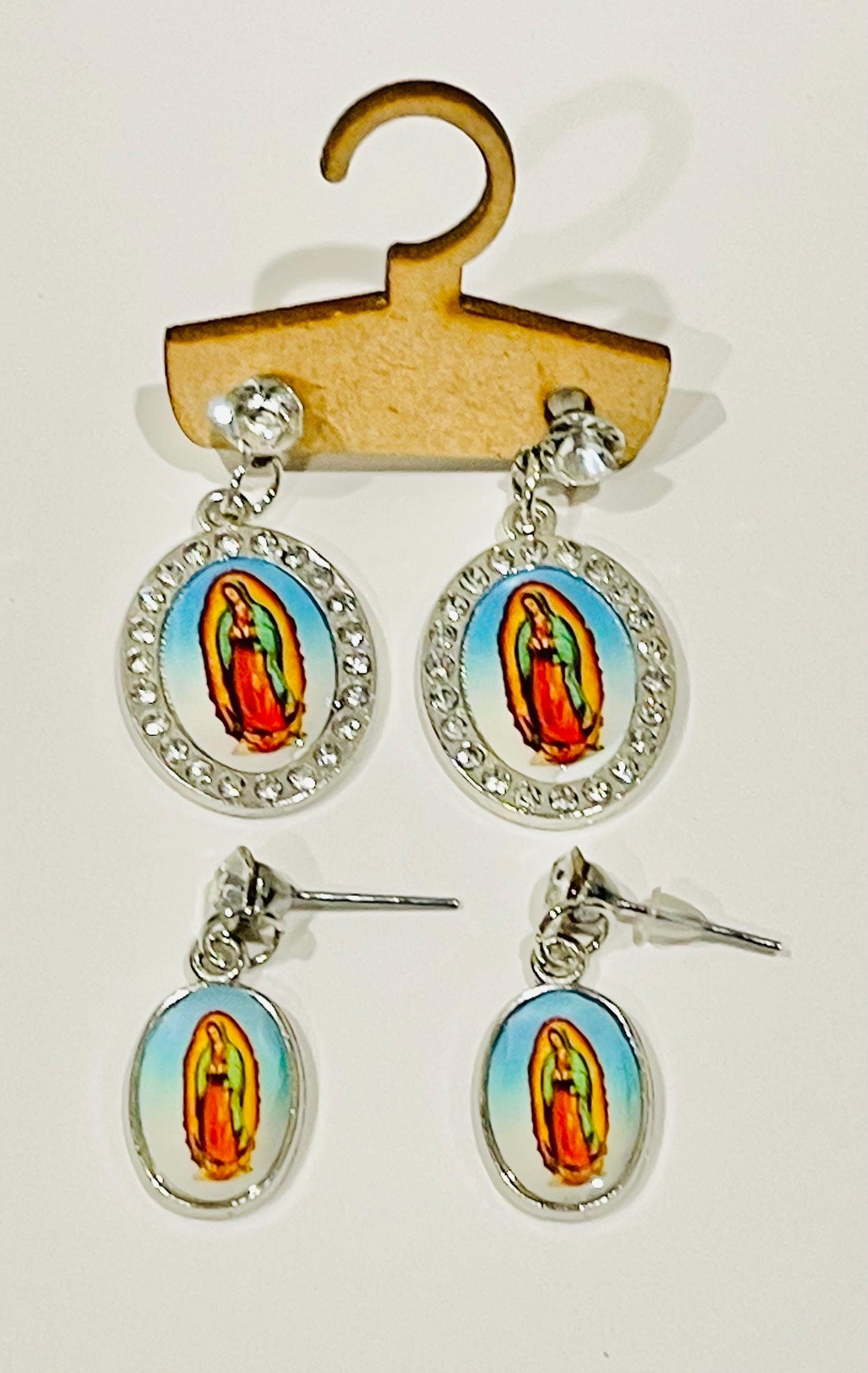 Virgin Mary Stud Earrings  Religious Jewelry Aretes de La Virgen de Guadalupe Joyeria Religiosa