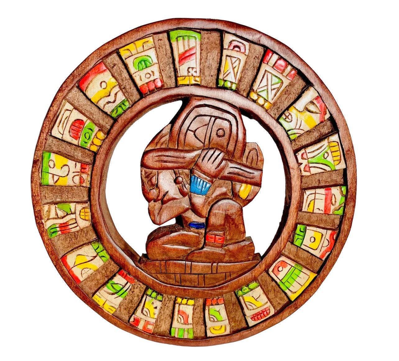 Wood Aztec Calendar Mexican Wall Art Artesanias Mexicanas Calendario Azteca De Madera