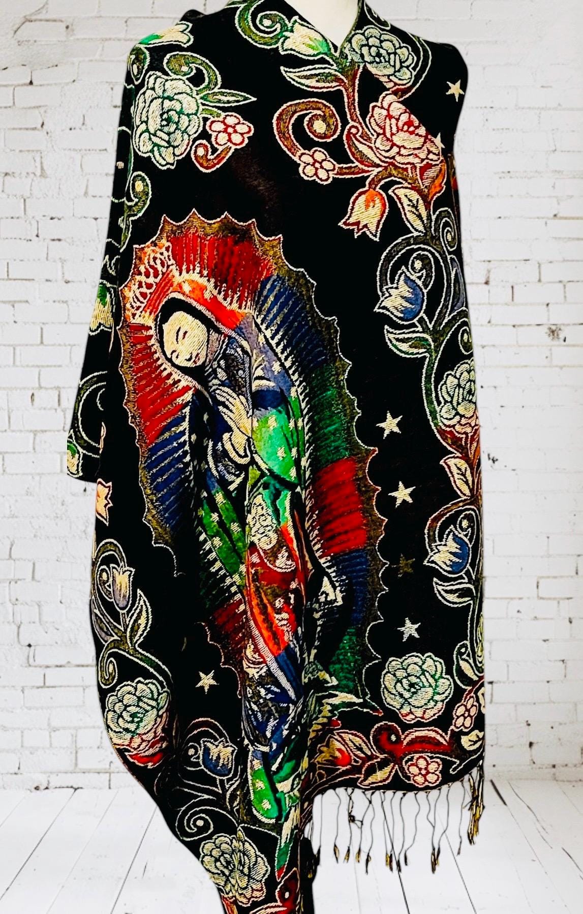 Mexican Thin Virgin Mary Mexican Shawl Pashima Reboso Wrap Reboso de La Virgen Maria Delgado