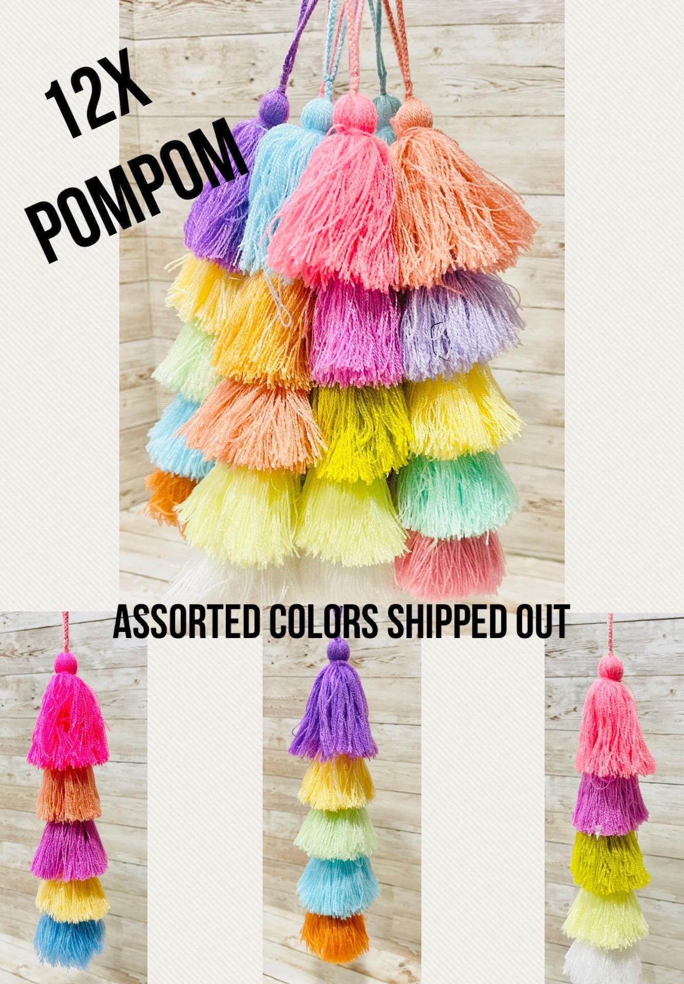 Mexican 5 Layer Tassle Pom Poms Tassle Pompones Colgantes de Cascadas Pom Pompones Artesanales Mexicanos
