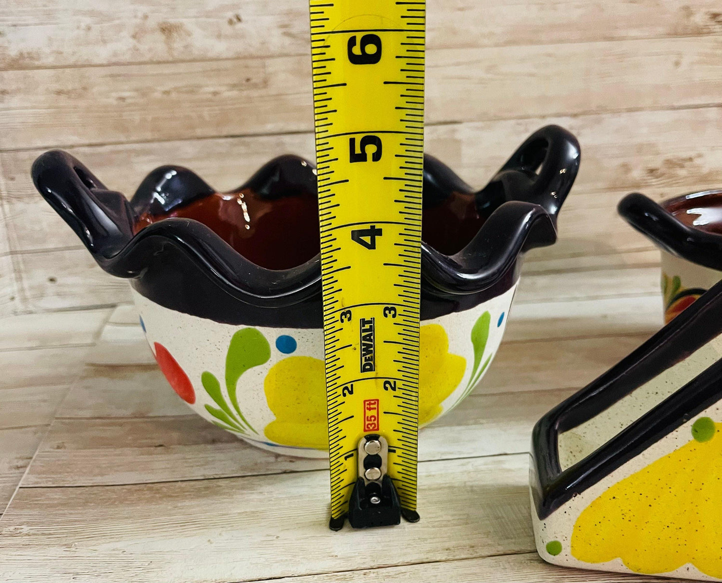 Terra Cota 3 Piece Mexican Set Napkin Holder Salsa & Dish Bowl Servilletero Tazon y Salsero de Barro