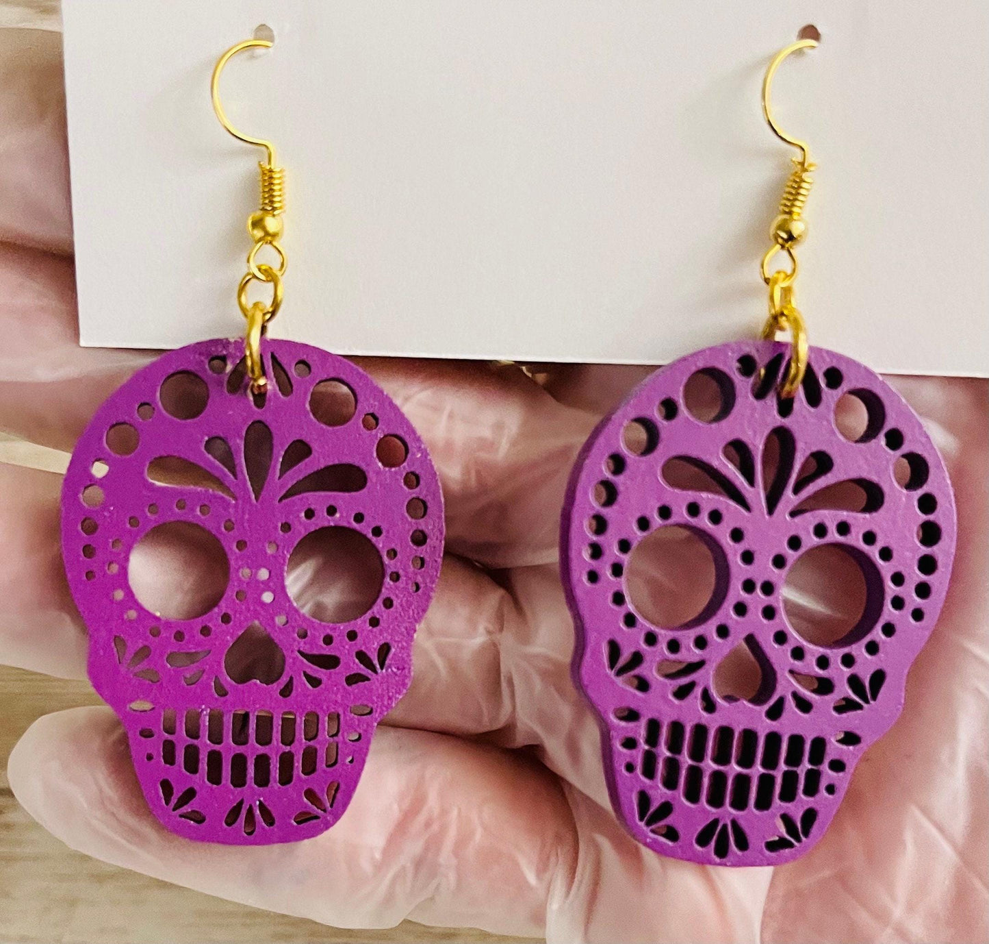 2x Day of the Dead Earrings 2 Pares de Aretes de Dia de Muerto