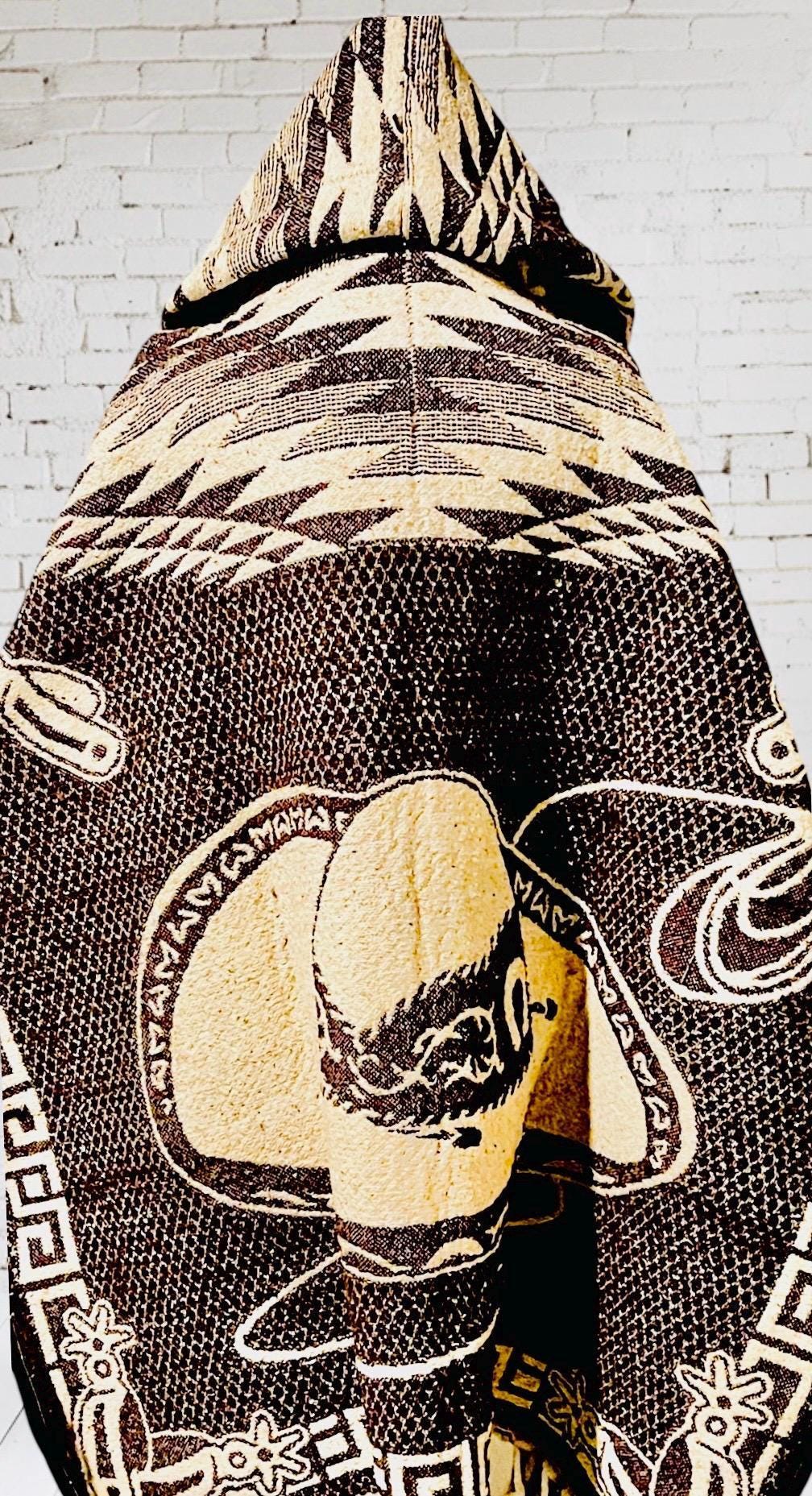 Mexican Poncho Sarape Riding Cowboy in a Horse Poncho Mexicano Sarape Vaquero en Caballo