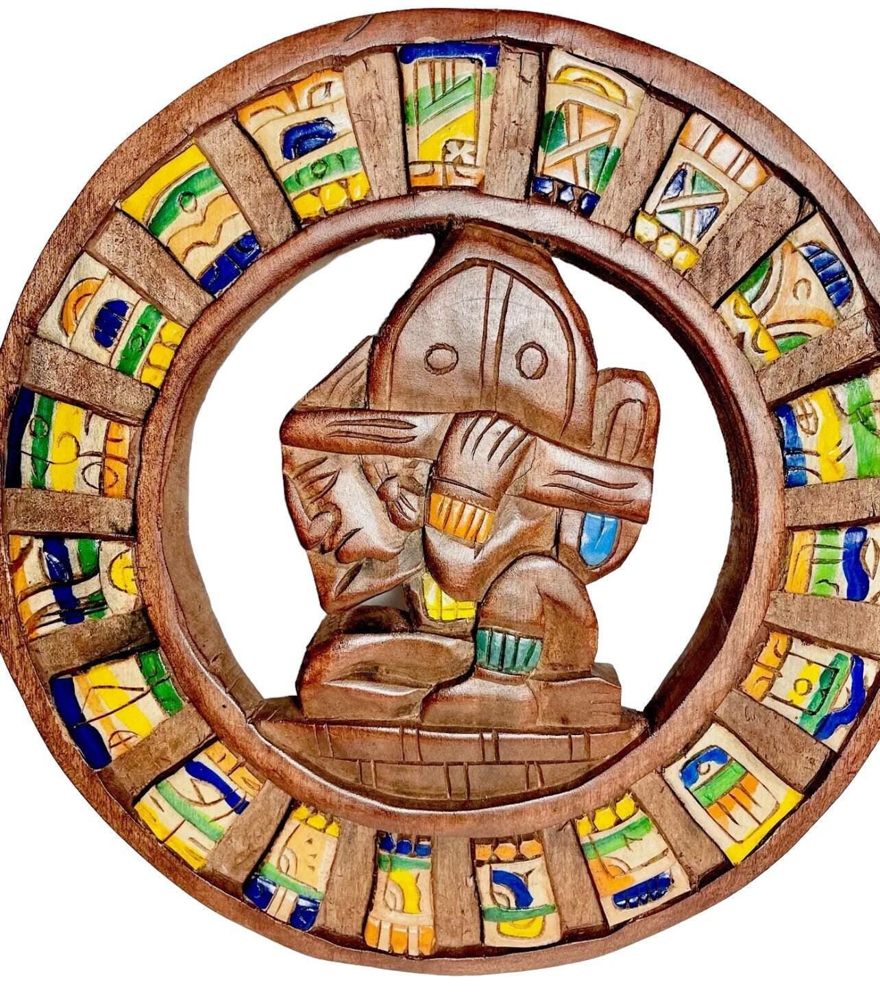 Wood Aztec Calendar Mexican Wall Art Artesanias Mexicanas Calendario Azteca De Madera