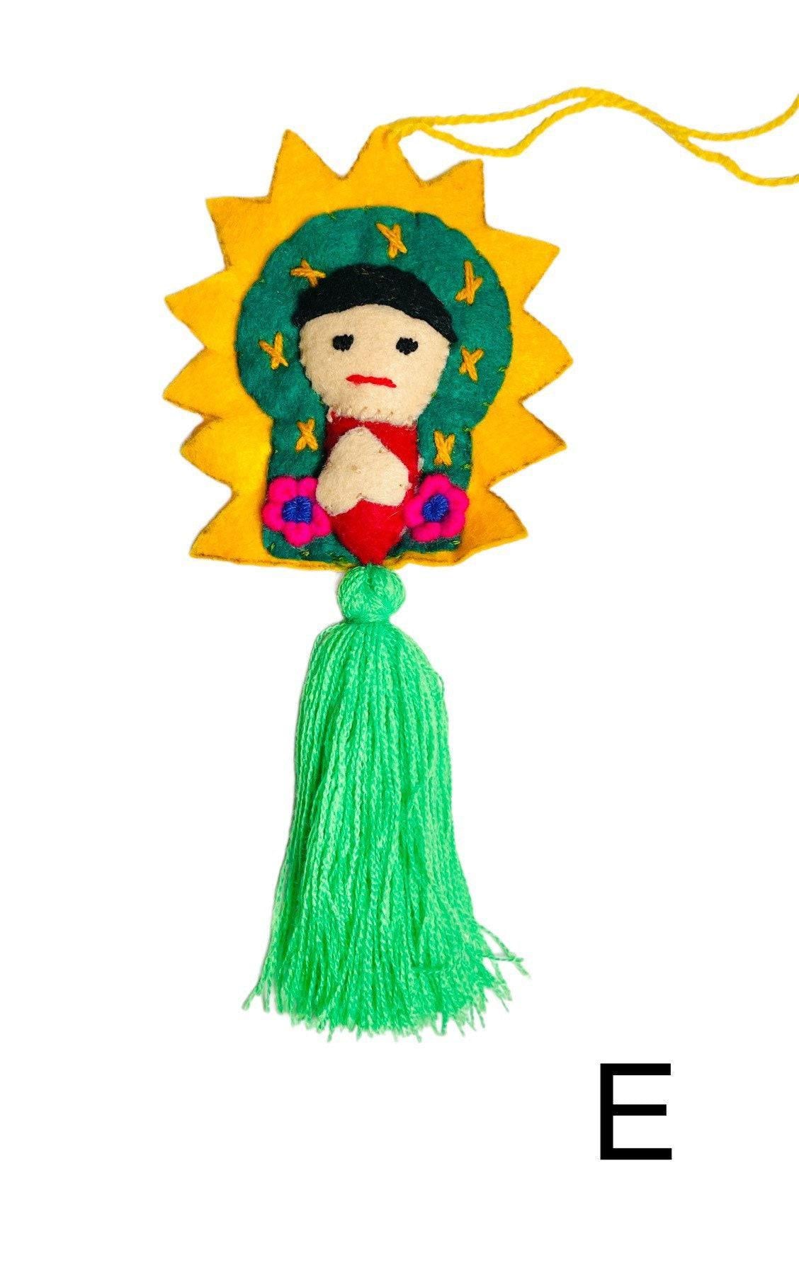 Virgin Mary Pompom, Mexican Tree Ornaments, Tassels, Accessory Charms Keychains Bag Accessories Pom Pom de Virgen Maria