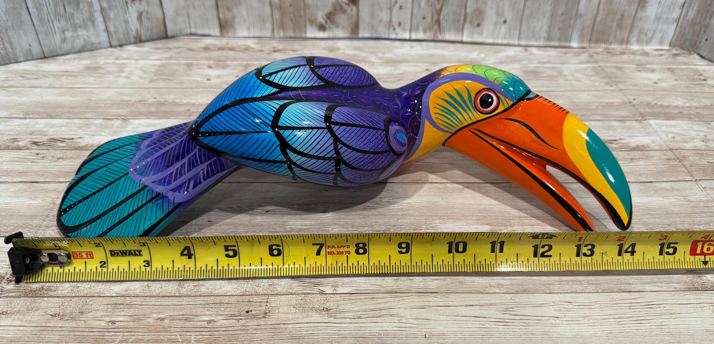 Hanging Exotic Bird in Ring Mexican Pottery Ceramic Pajaro De Cerámica