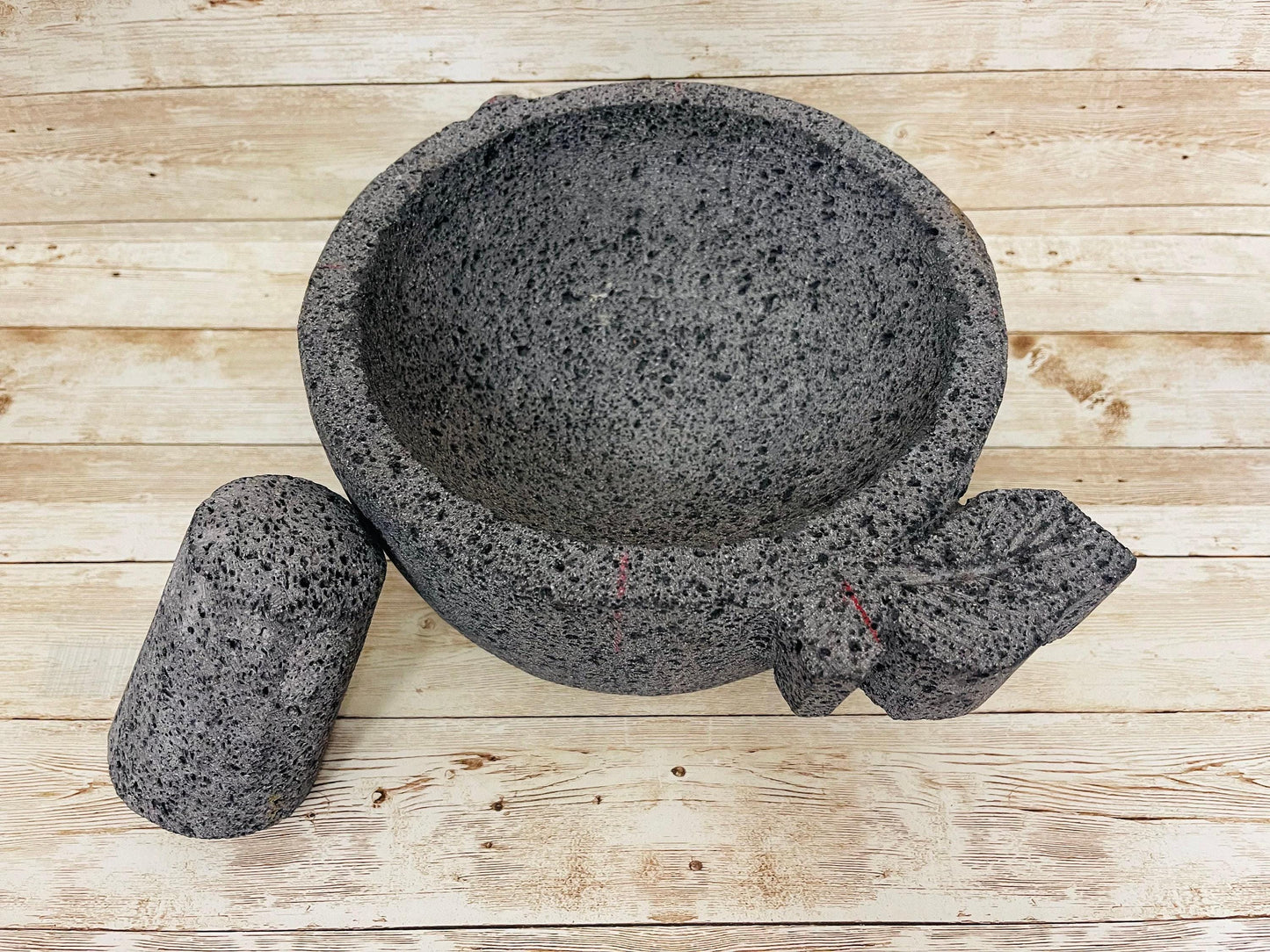 Leaf Molcajete/Tejolote Authentic Mexican Mortar & Pestle Made From Lava Rock Molcajete Diseño de Hoja Mexicano de Piedra Volcanica