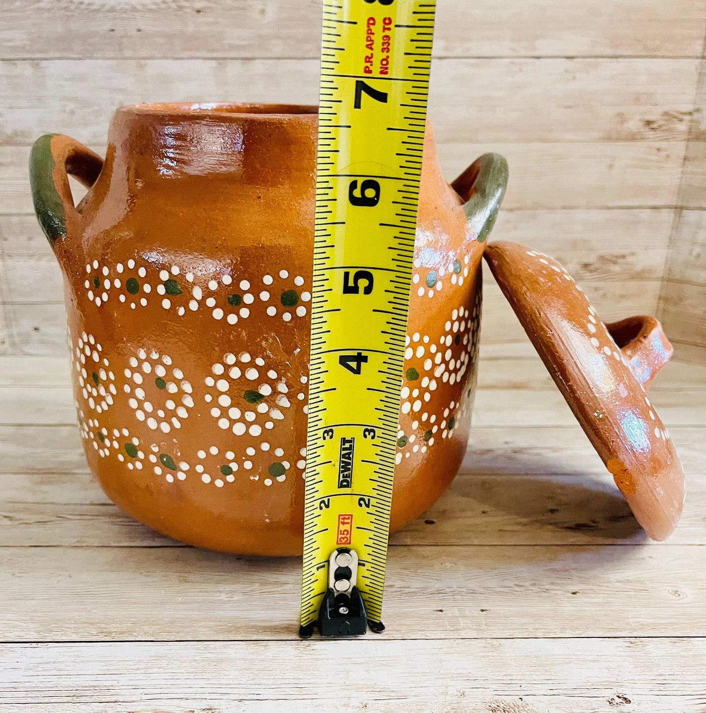 Terracota Bean Pot Salsa Bowl with Spoon & Salt Shaker Olla de Barro Salsero con Cuchara y Saleros