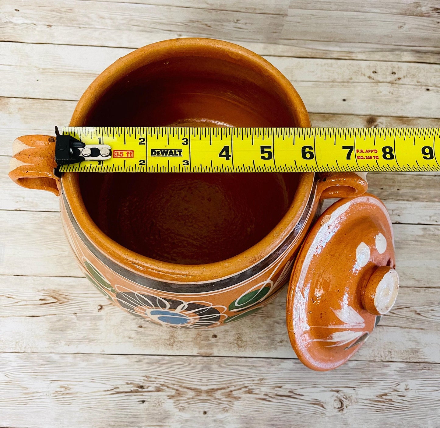3 Liter Terra Cota Clay Pot for Beans Soups Olla Tonala de Barro para Caldos Frijoles Sopas 3 Litros