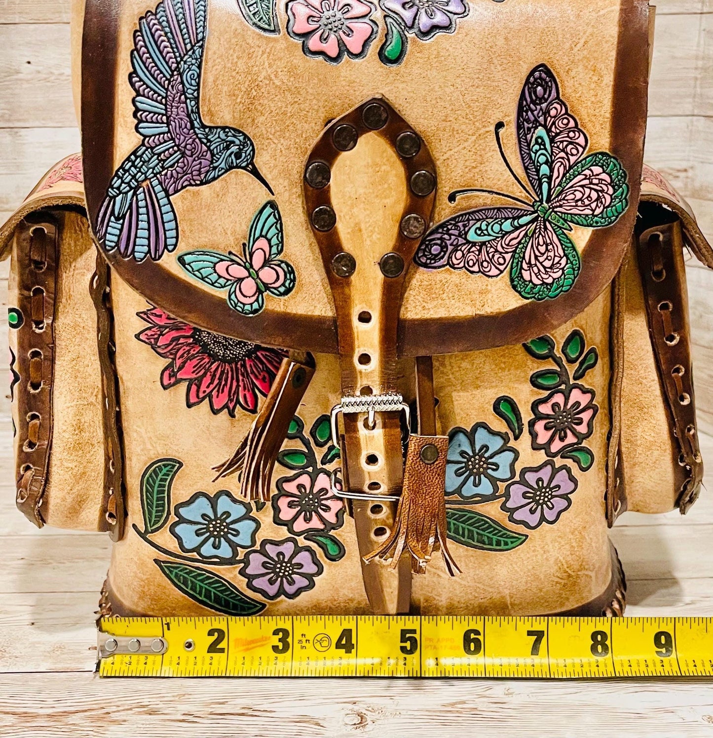 Hand Tooled Mexican Leather Backpack Mochila Mexicana De Piel Cincelada