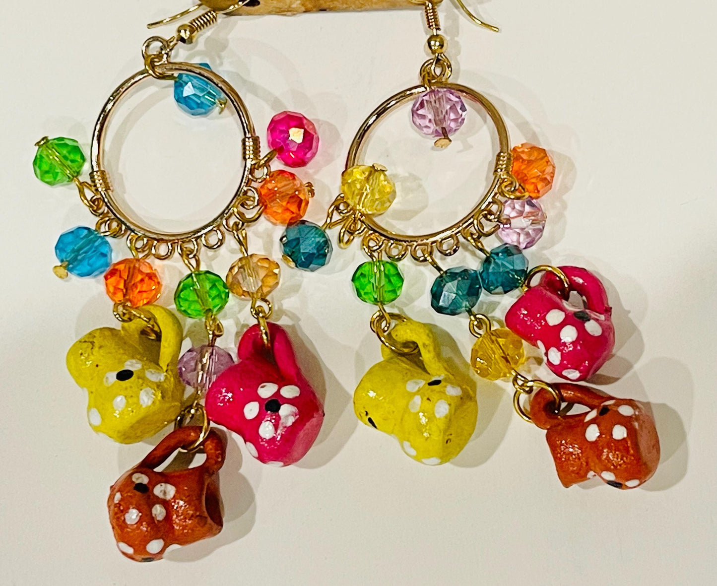 Mexican Artesanal Mini Clay Cup Earrings Aretes Artesanales Mexicanos de Tazitas de Barro