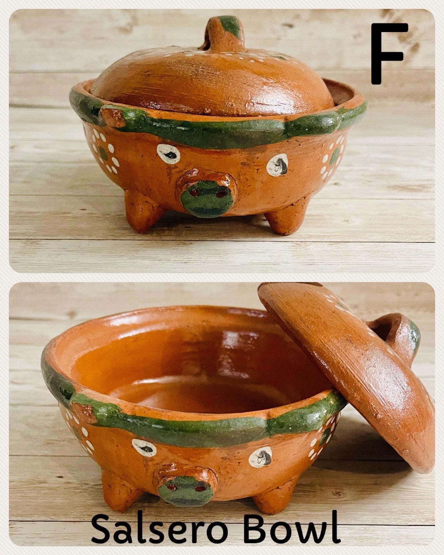 Terra Cotta Mexican Pottery Salsa Pig Bowl with or Without Spoon Salsero de Barro Mexicano con oh sin Cuchara de Barro
