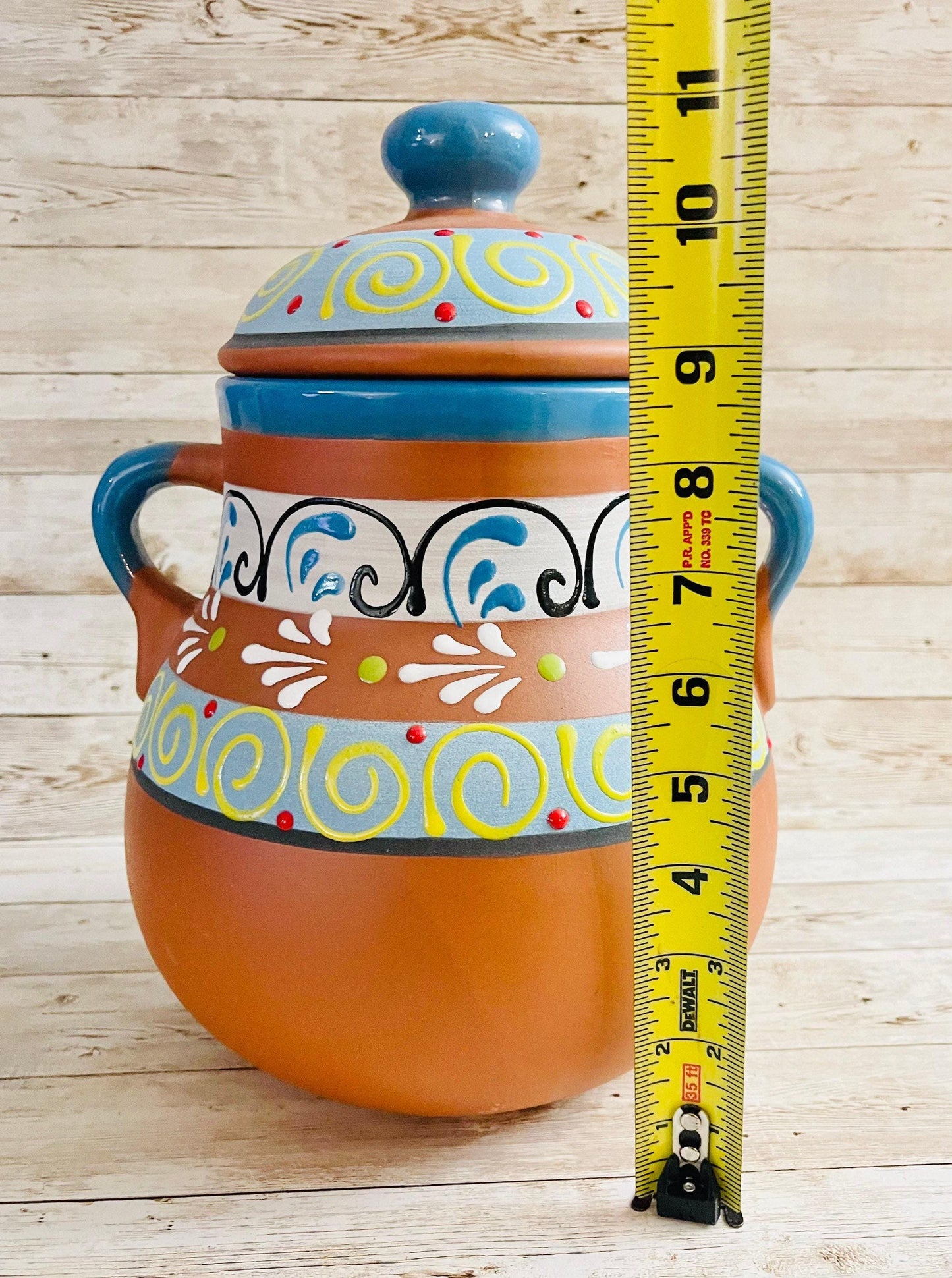 Olla de Barro Frijolera con Tapa Clay Pot with lid Fits Up To 1 Kg Terracota Pot