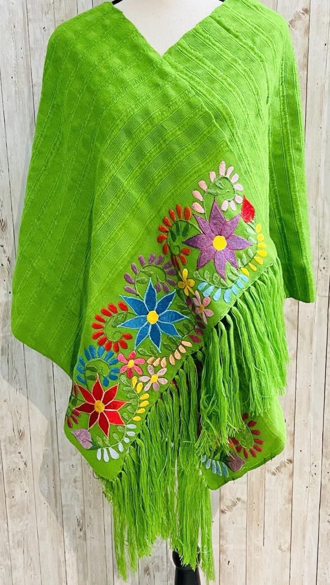 Embroidered Handmade Mexican Shawl Reboso Bordado Mexicano