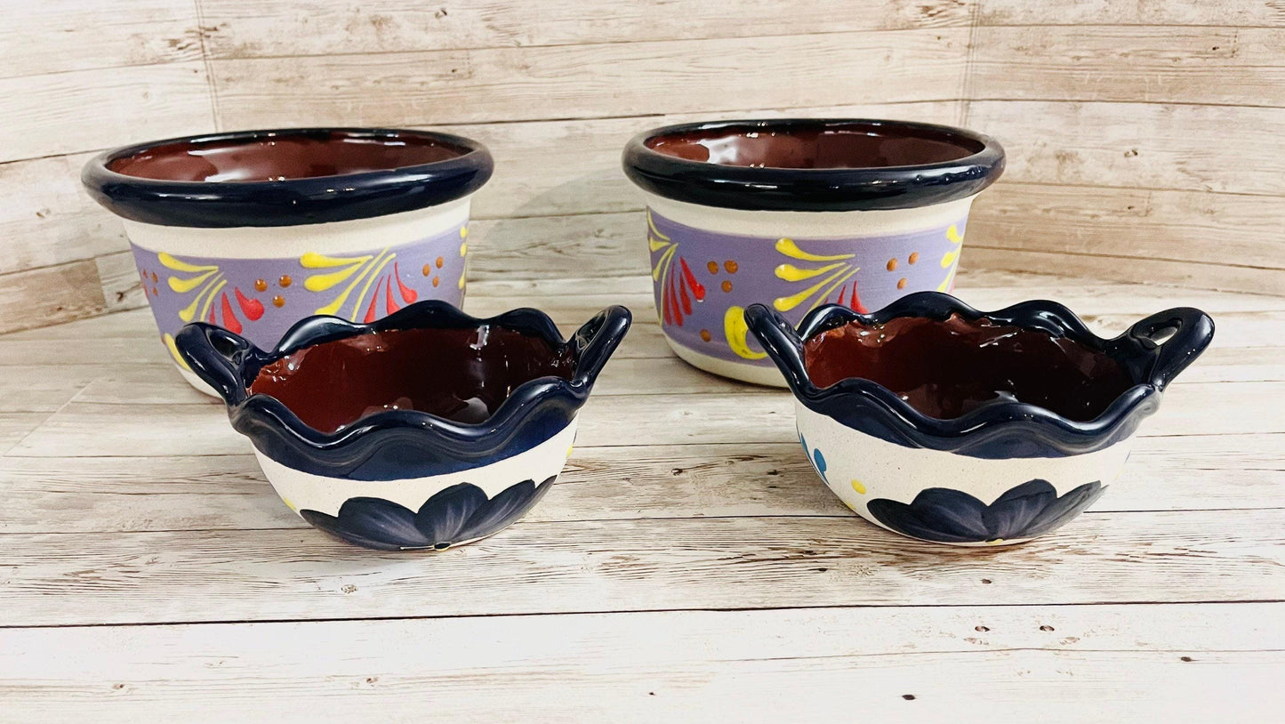 Terra Cota Mexican Clay Salsa Bowls Platos Salseros de Barro