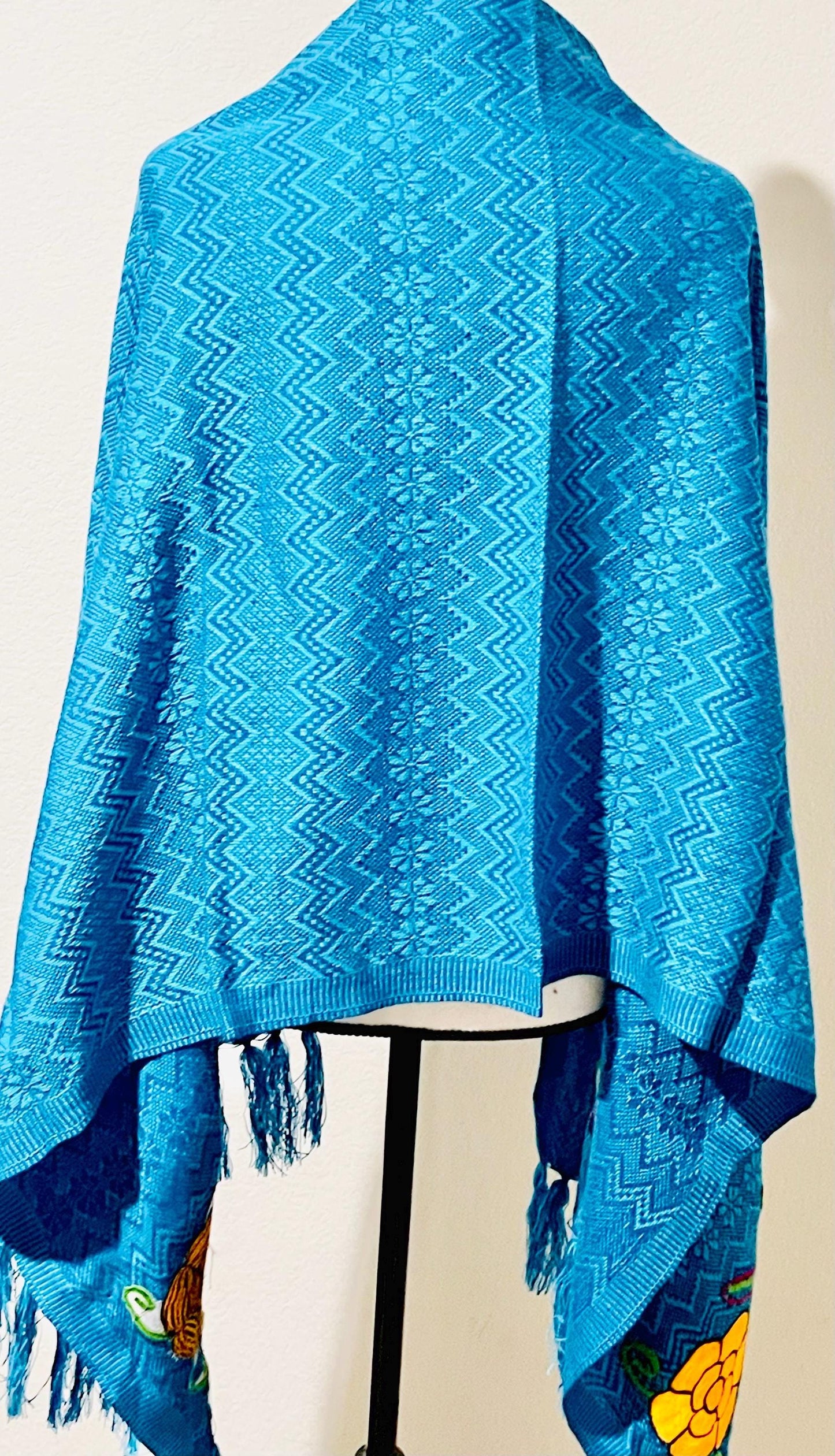 Embroidered Handmade Mexican Shawl Reboso Bordados en Telar