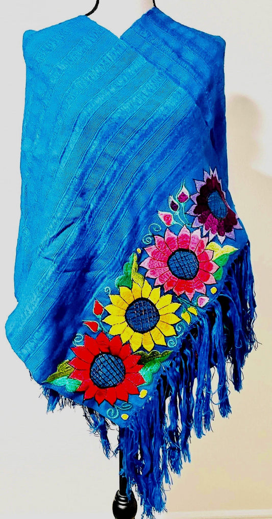 Mexican Embroidered Shawl Wrap Cover Reboso Mexicano Bordado