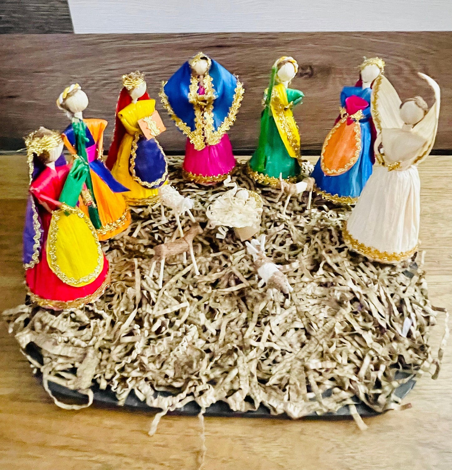 Corn Husk Nativity Set Nacimiento Navideño de Hoja de Maiz