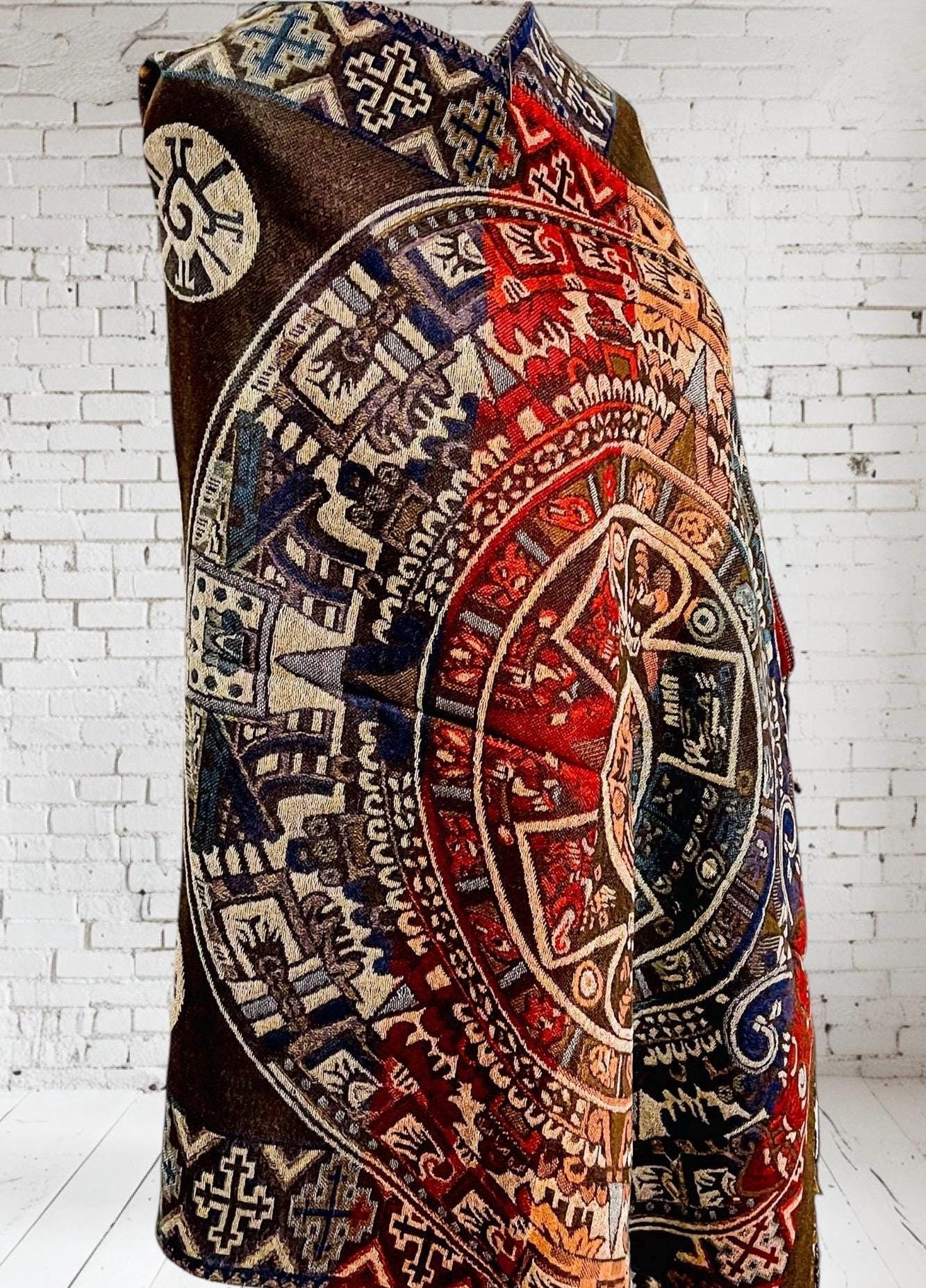 Maya Calendar Mexican Thin Shawl Wrap Reboso Mexicano de Calendario Maya/Azteca Delgado