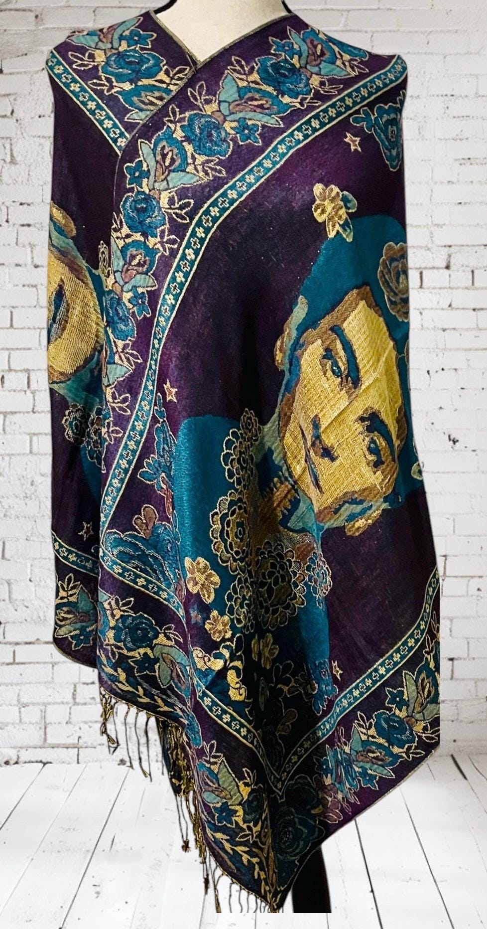 Artesenal Mexican Frida Kahlo Shawl Wrap Reboso Pashima Artesanal Mexicano de Frida Kahlo