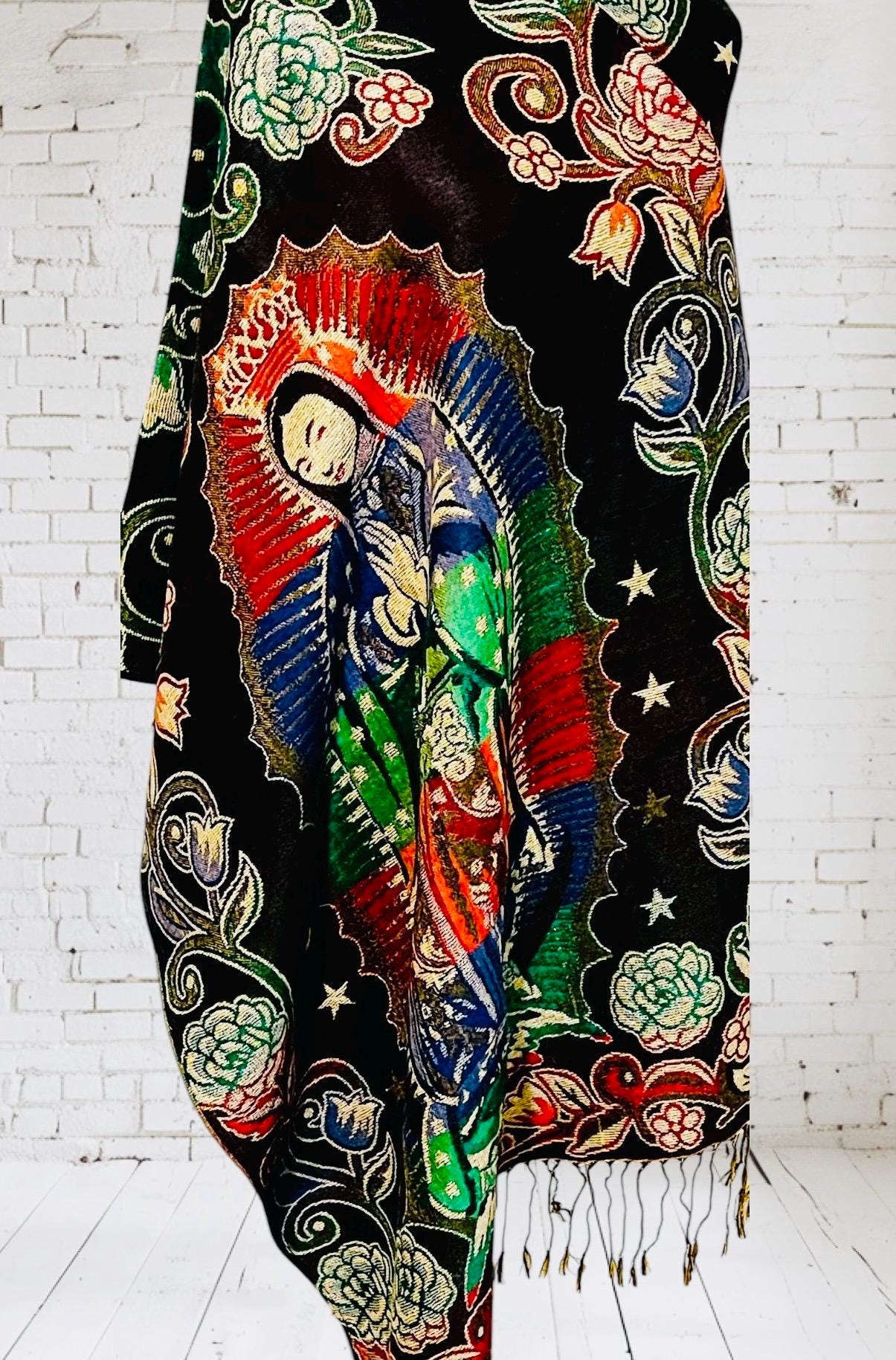 Mexican Thin Virgin Mary Mexican Shawl Pashima Reboso Wrap Reboso de La Virgen Maria Delgado