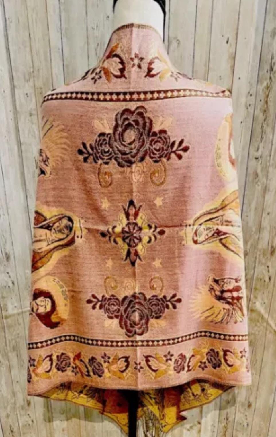Virgin Mary Mexican Shawls Rebosos Wraps Rebosos de La Virgen Maria con Emiliano Zapata y Montezuma