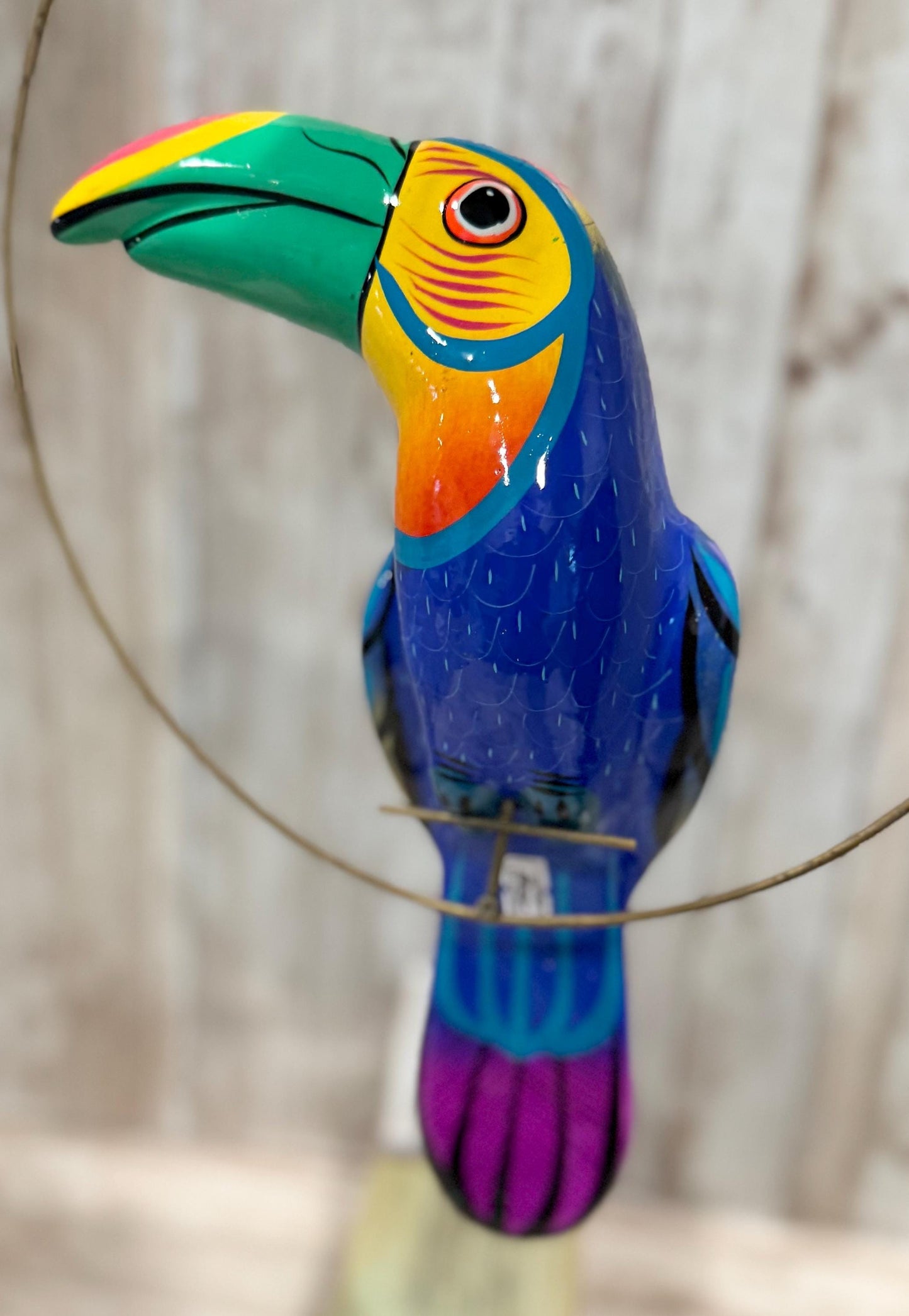 Hanging Exotic Bird in Ring Mexican Pottery Ceramic Pajaro De Cerámica