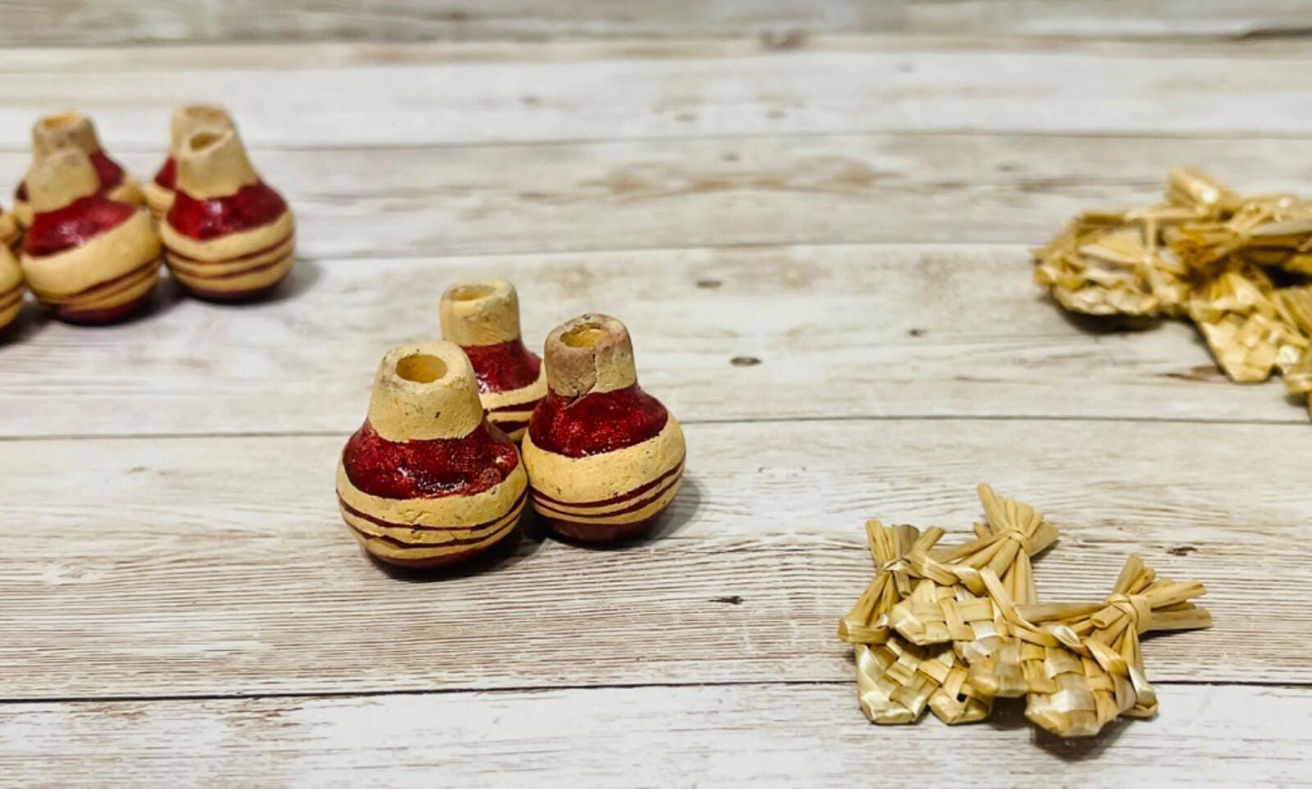 Mexican Mini Clay Cantaritos de Barro for Ofrendas Altars Day of Dead