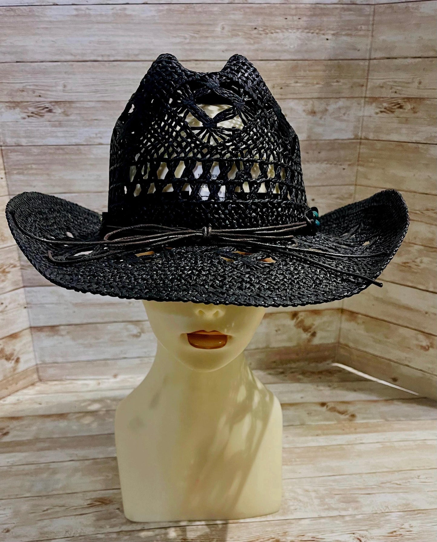 Black Cowboy Hat One Size Sombrero Negro Vaquero con Toquilla