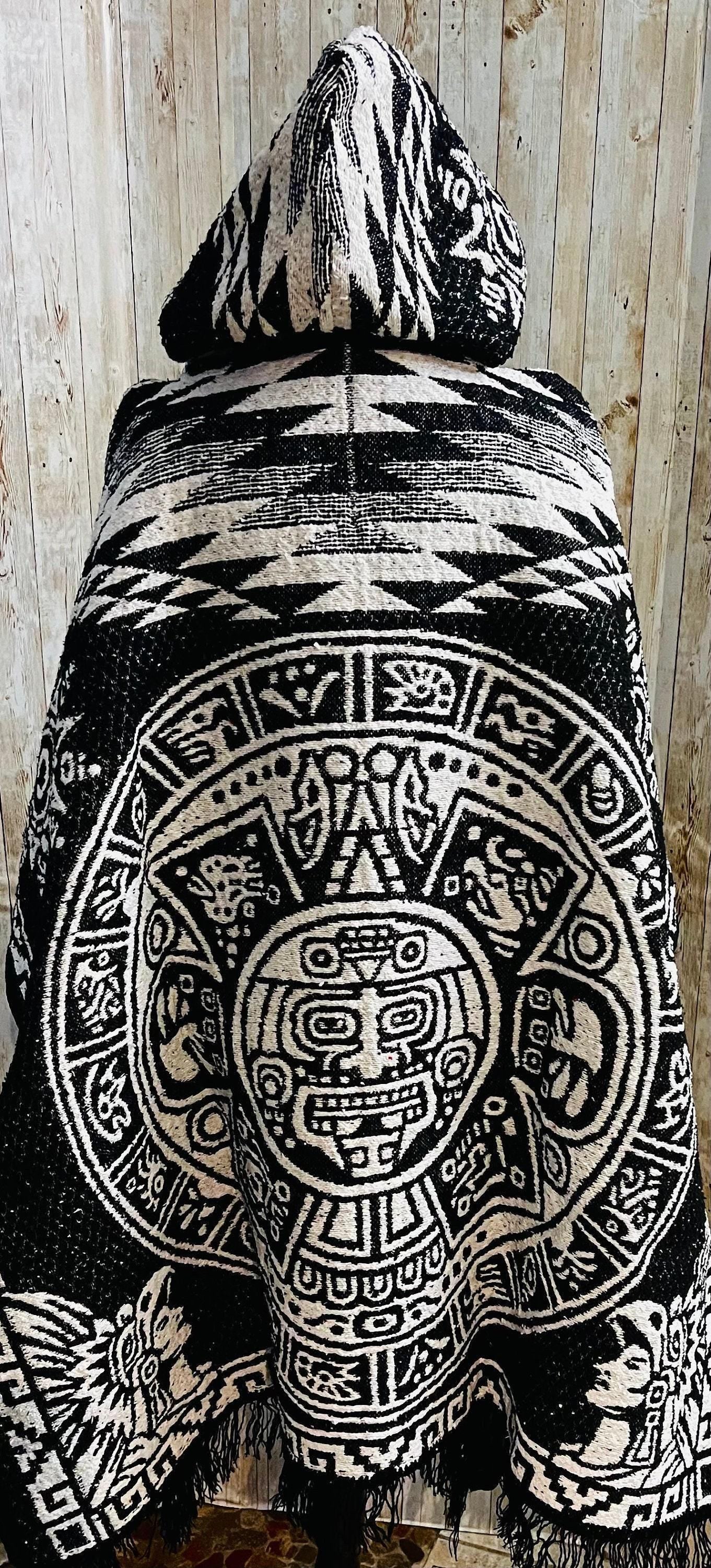 Mexican Poncho Gavan De Calendario Azteca con Gorro Mexican PONCHO Aztec Calendar with Hoodie