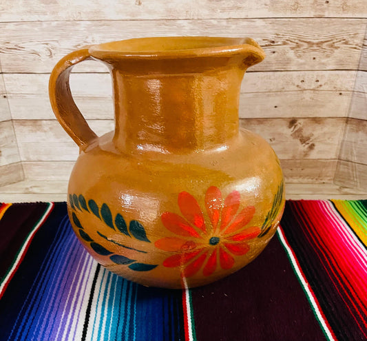 Terra Cotta Mexican Art Pottery Pitcher Jarra Artesanal Mexicana de Barro
