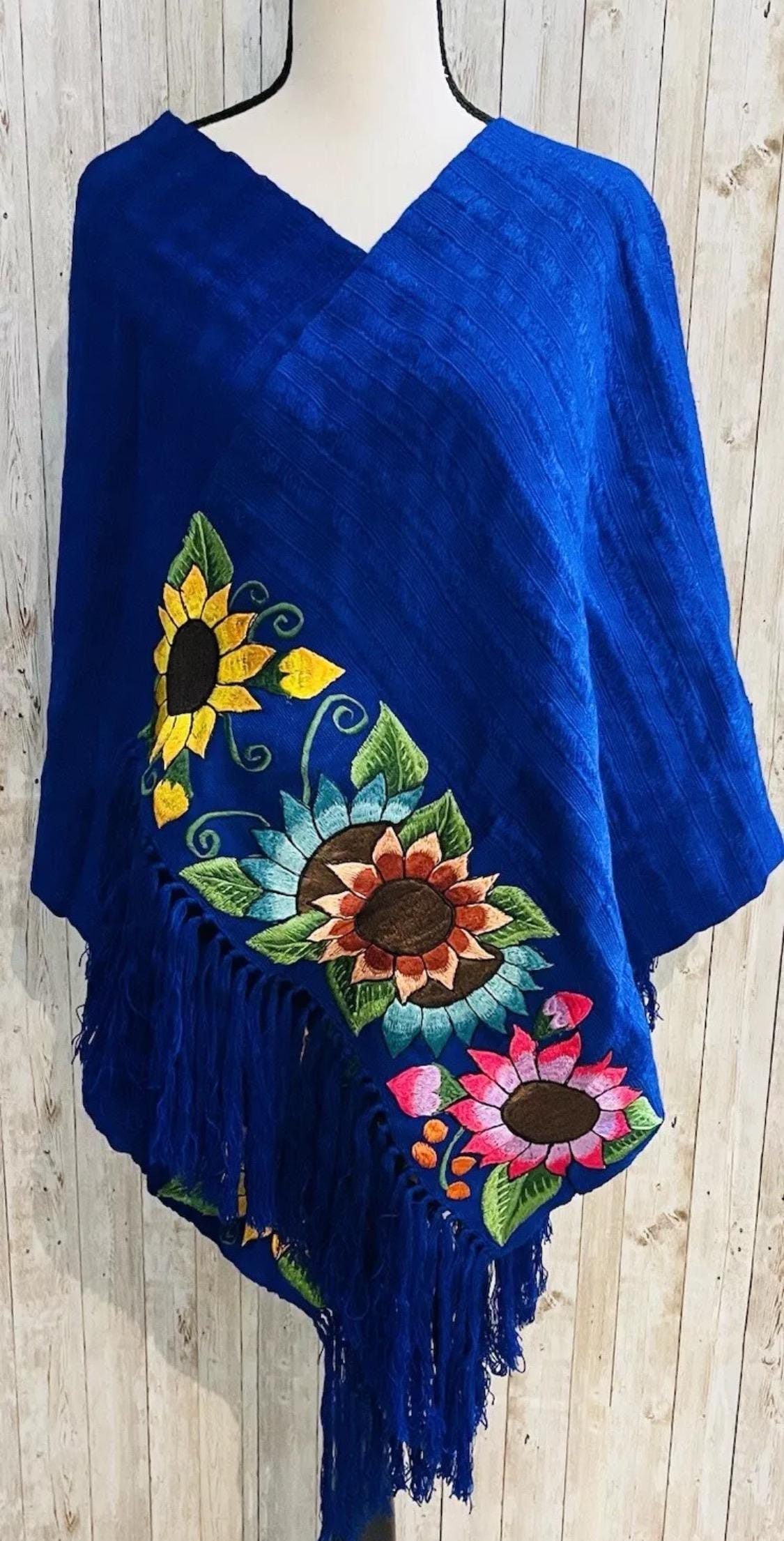 Mexican Embroidered Shawl Wrap Cover Reboso Mexicano Bordado