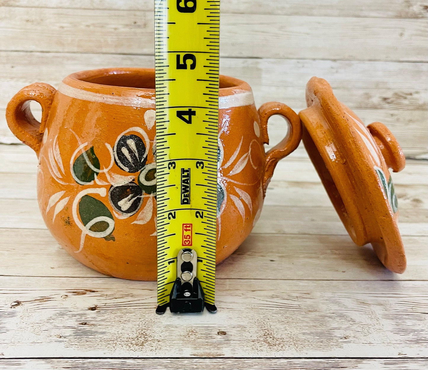 1 Liter Terra Cota Clay Pot for Beans Soups Olla Tonala de Barro para Caldos Frijoles Sopas 1 Litro