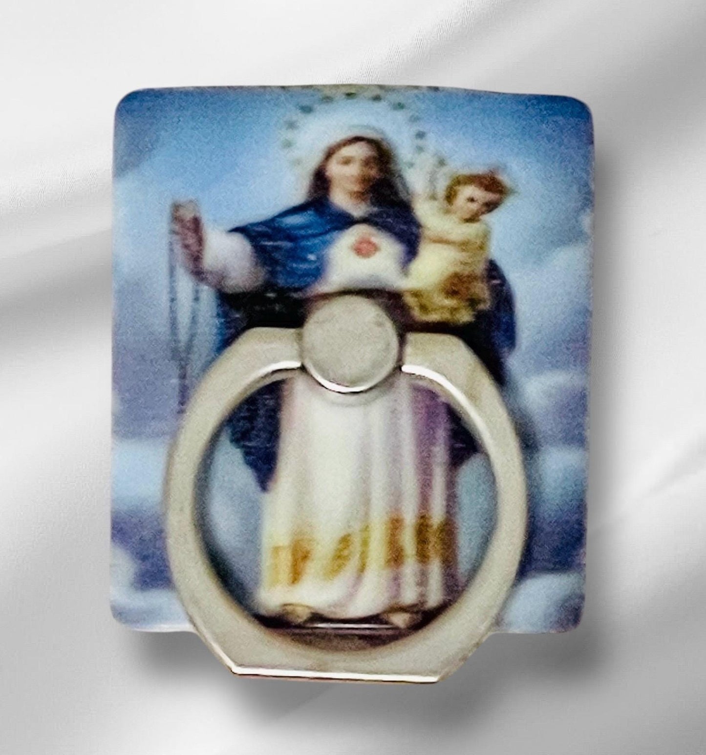 2x Phone Rings Grips Jesus on Cross Virgin Mary Virgin Mary with Baby Jesus 2x Arillos para Celular de Virgen Maria, Jesus en la Cruz,