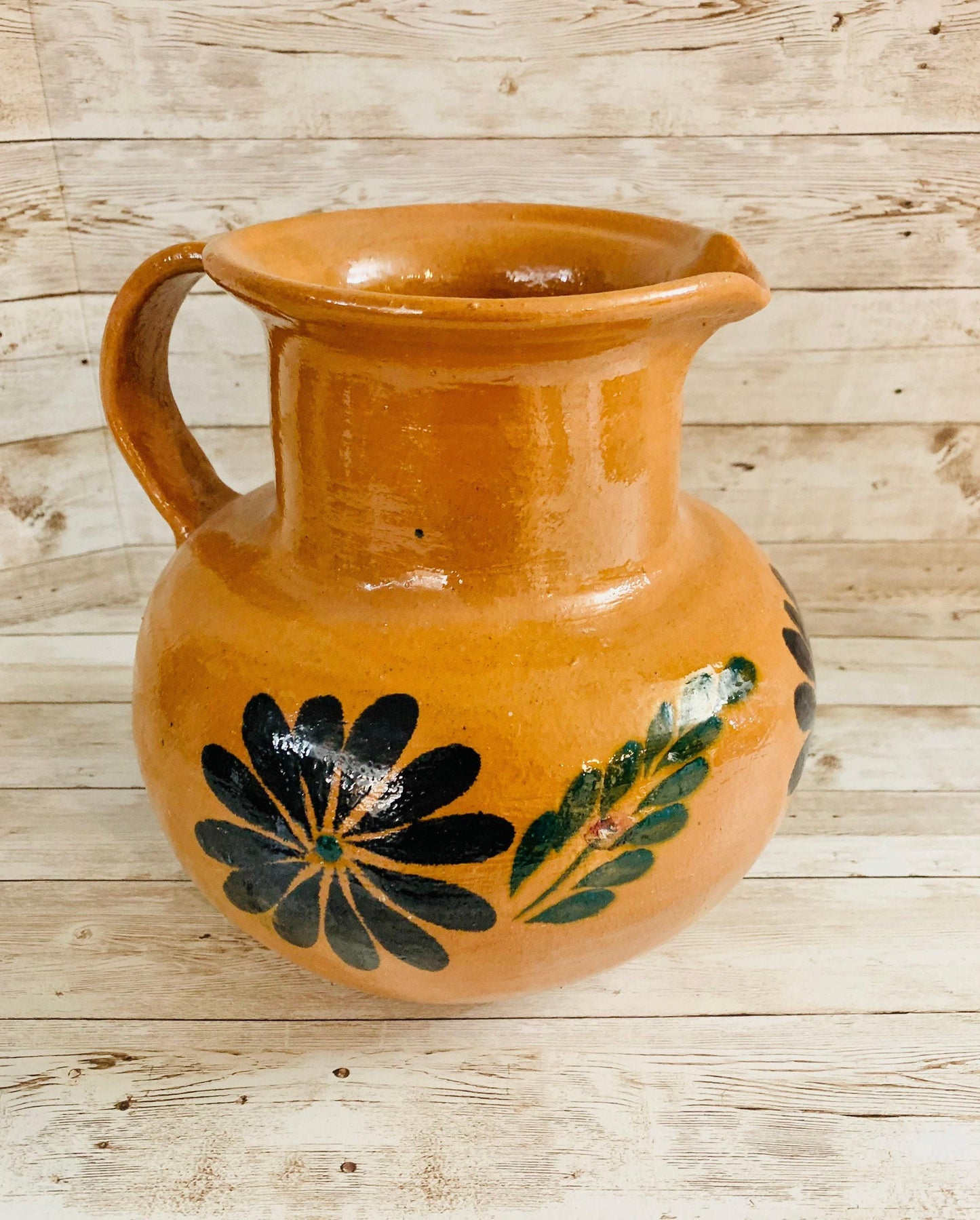 Terra Cotta Mexican Art Pottery Pitcher Jarra Artesanal Mexicana de Barro