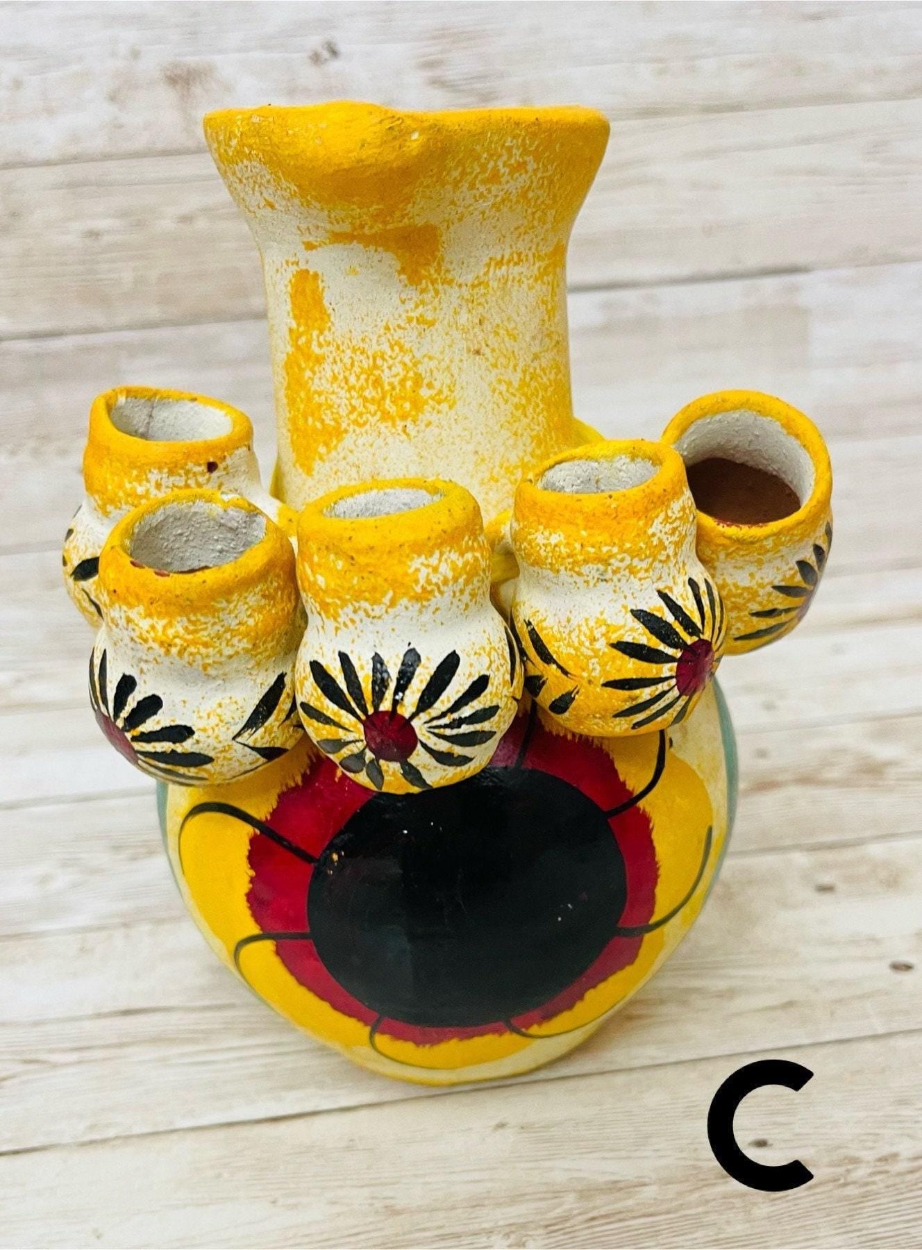 Terra Cotta Mexican Art Pottery Tequilero With 5 Mini Jarritos Licorera Artesanal Mexicana con 5 Mini Jarritos