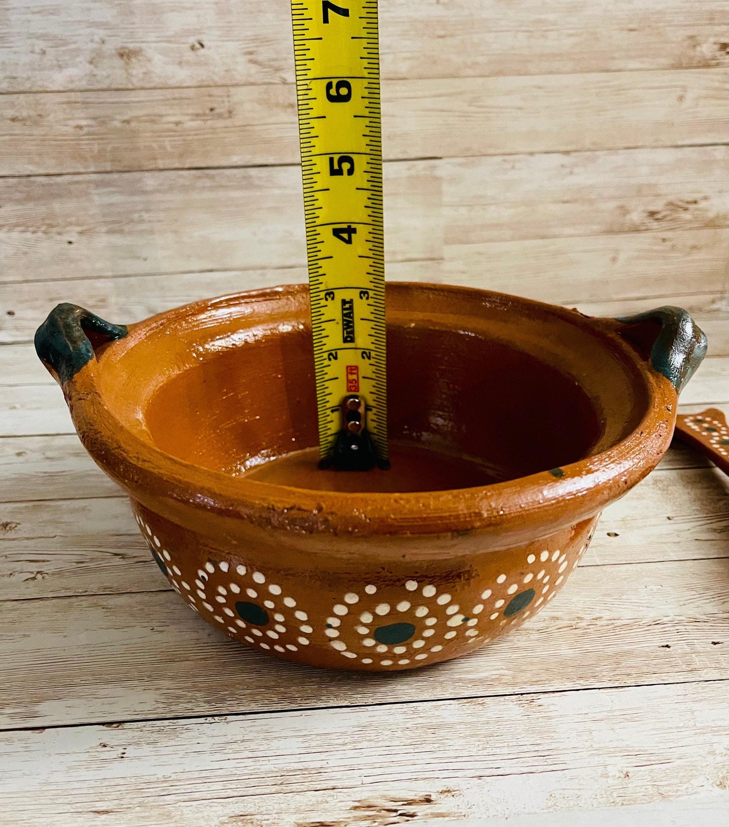 Mexican Casserole with Lid and Spoon Cazuela de Barro con Tapa y Cuchara