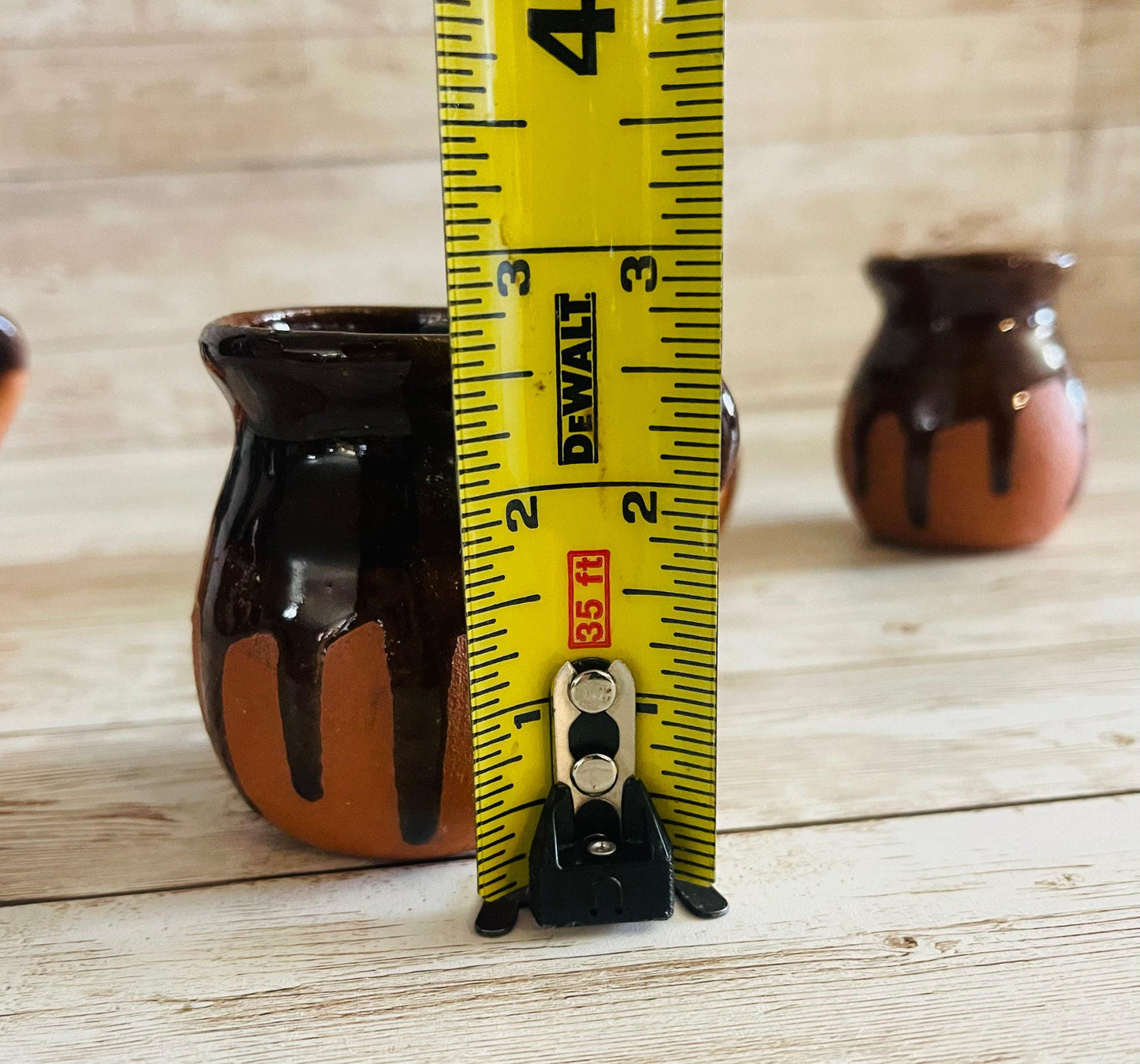4 X Terra Cota Small Mexican Mugs 4 Tazas Jarritos De Barro Mexicano