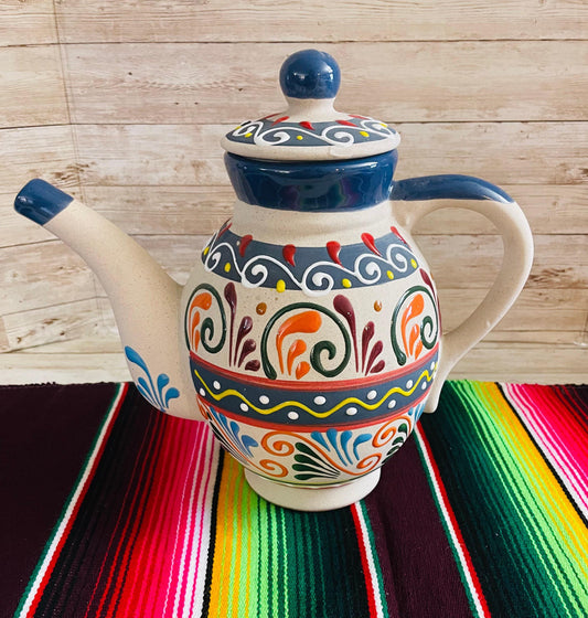 Terra Cotta Mexican Art Pottery CoffeeTea Pot Jarra Lechera Cafetera Artesanal Mexicana Engove