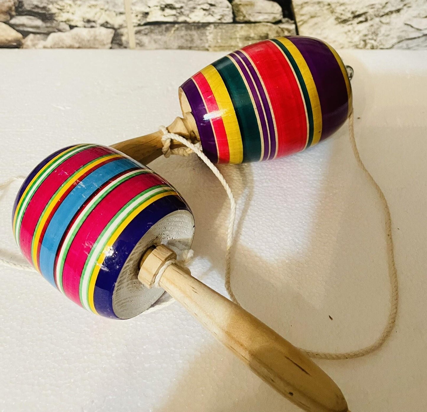 2 Multi Color Wood Baleros Traditional Toy 2 Baleros Mexicanos 1 Big 1 Small