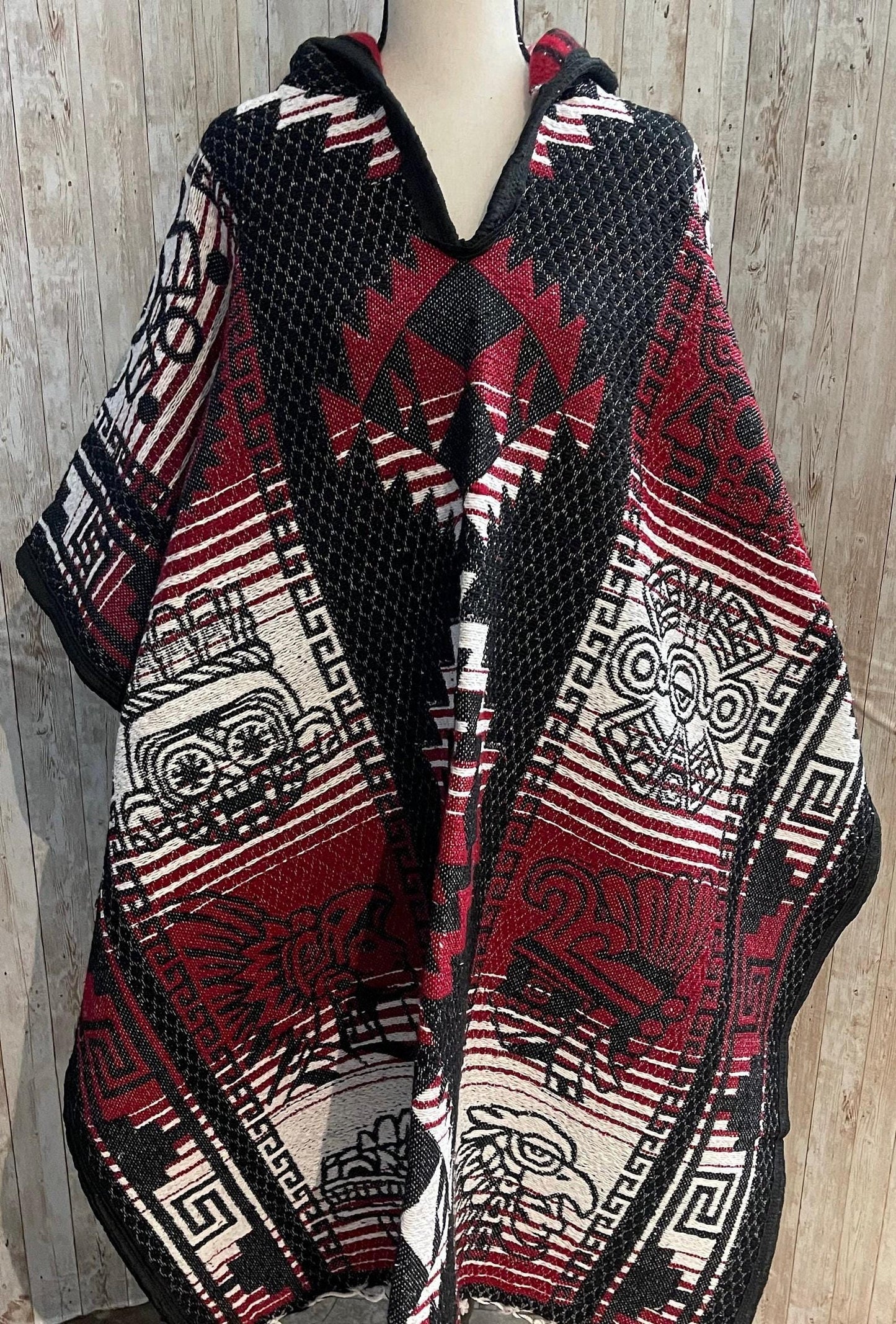Poncho Mexicano  Calendario Azteca Con Gorro Mexican Aztec Calendar Poncho with Hoodie
