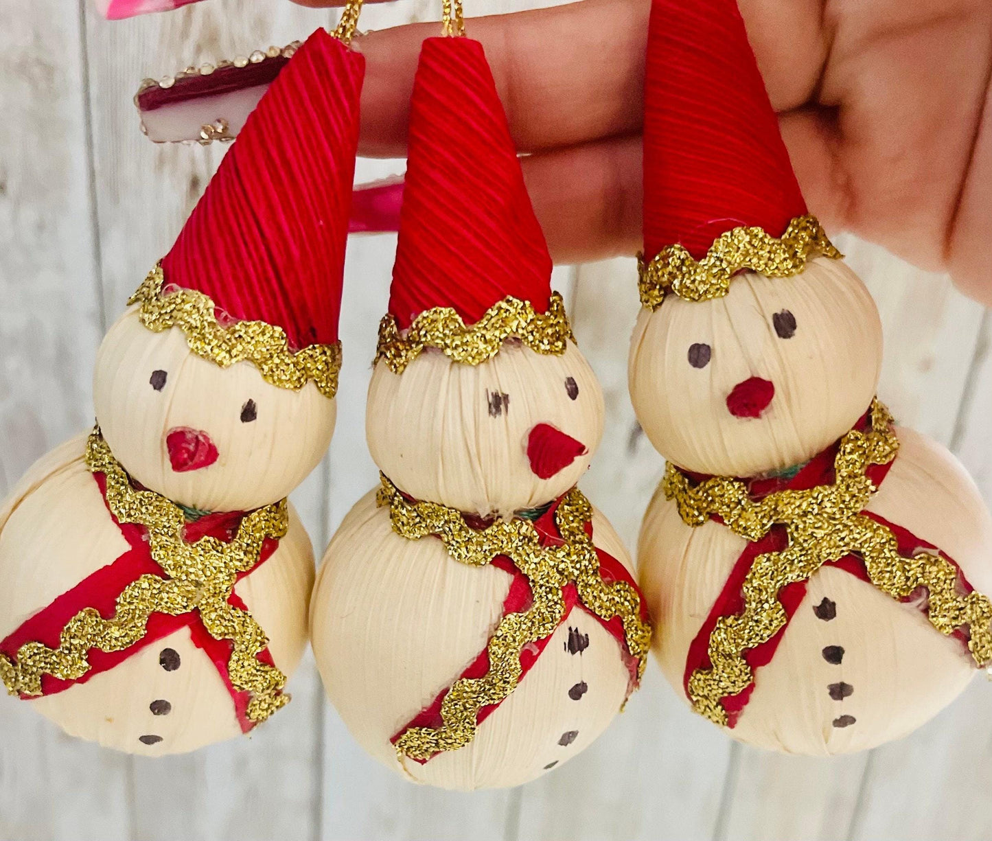 Mexican  Cornhusk Christmas Ornaments Adornos Colgantes Navideños Muñecos de Nieve de Hoja de Maiz Mexicanos