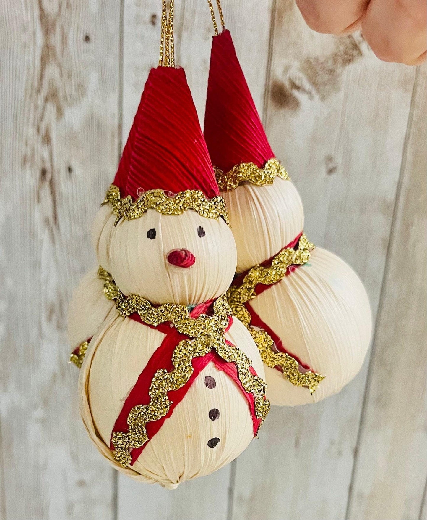 Mexican  Cornhusk Christmas Ornaments Adornos Colgantes Navideños Muñecos de Nieve de Hoja de Maiz Mexicanos
