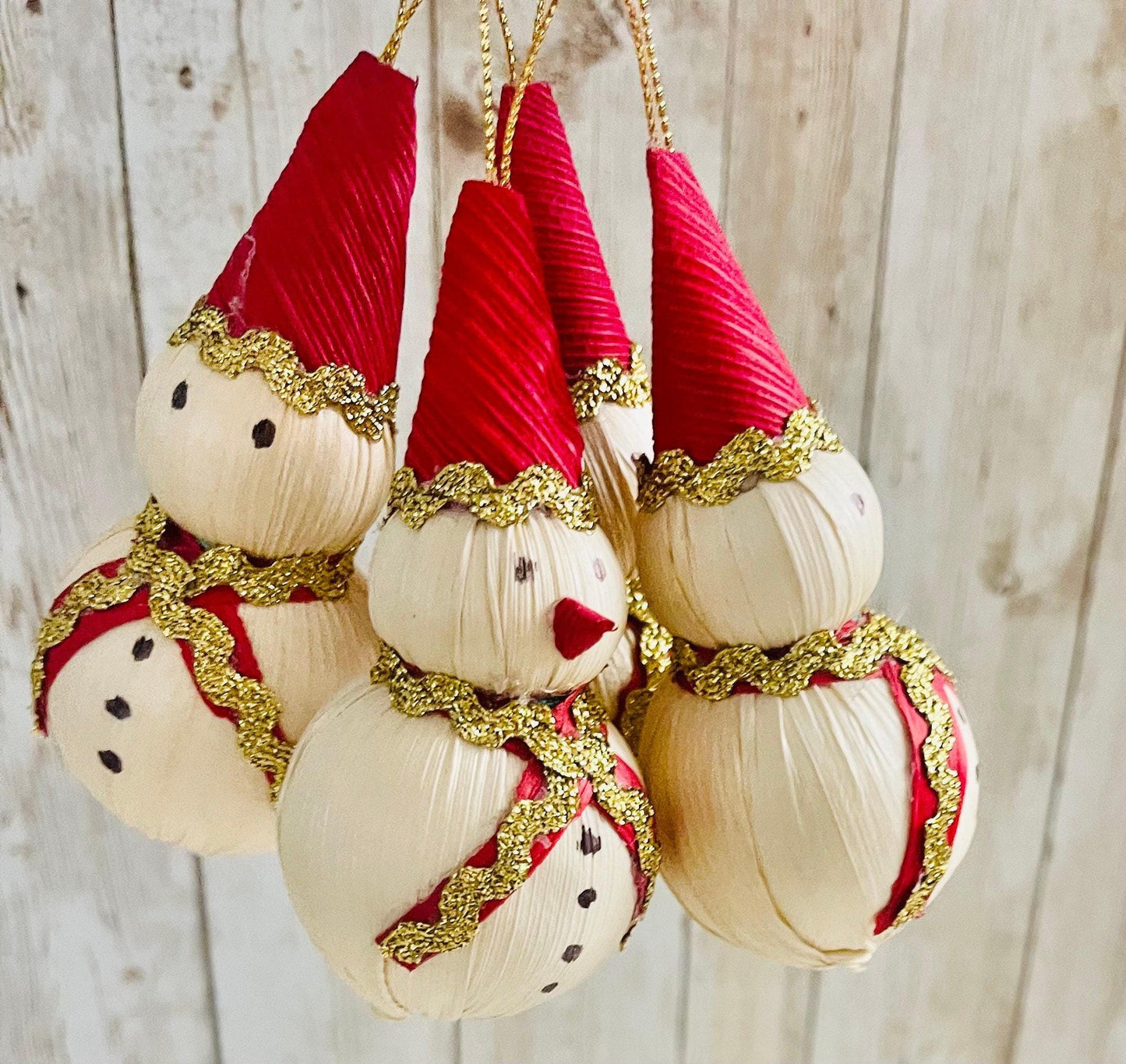 Mexican  Cornhusk Christmas Ornaments Adornos Colgantes Navideños Muñecos de Nieve de Hoja de Maiz Mexicanos