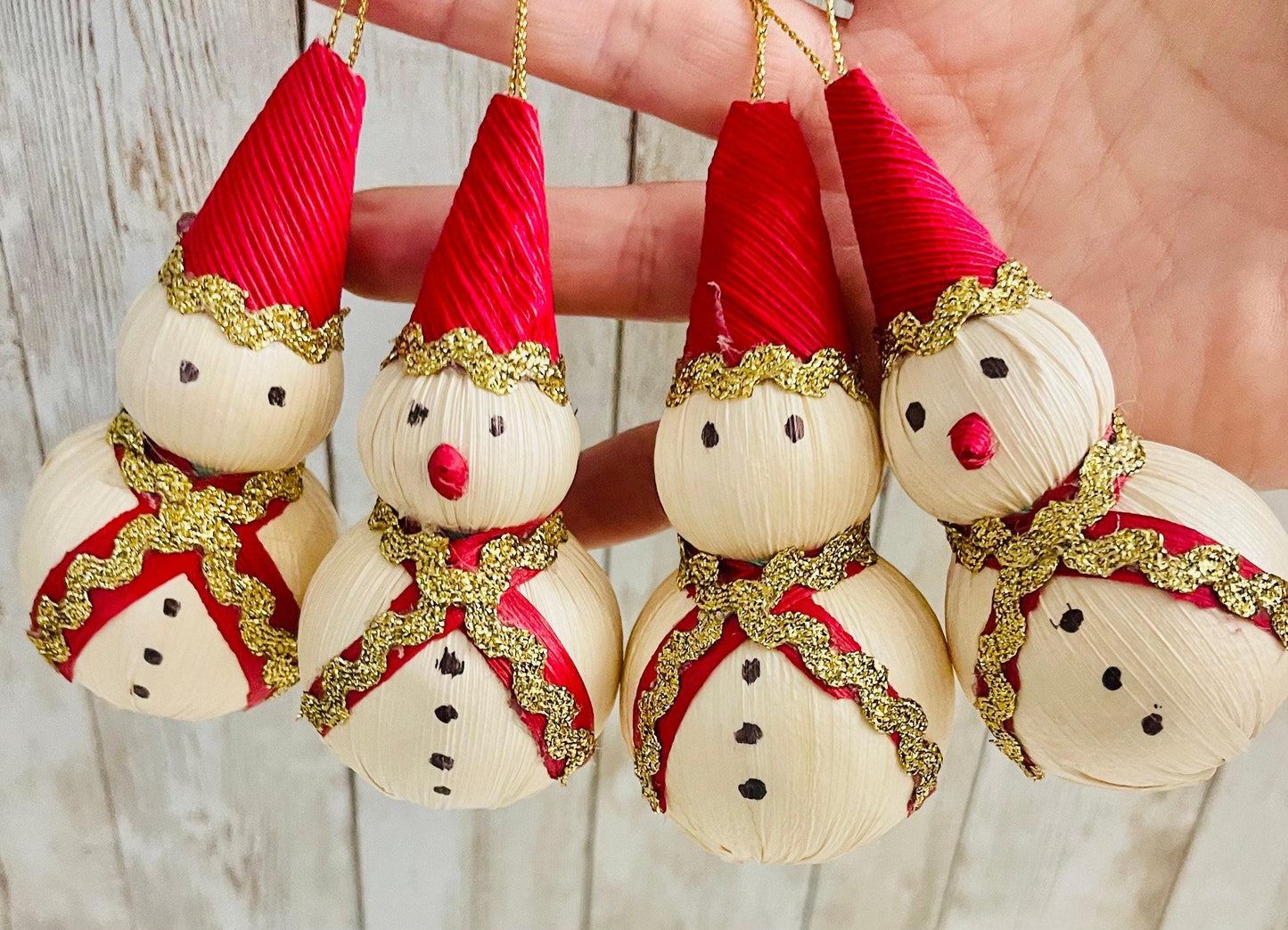 Mexican  Cornhusk Christmas Ornaments Adornos Colgantes Navideños Muñecos de Nieve de Hoja de Maiz Mexicanos
