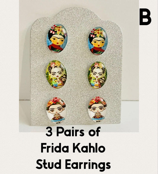 Frida Kahlo Stud Earrings Aretes de Frida Kahlo