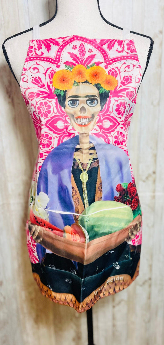 Sugar Skulls Day of the Dead Aprons Mandil de Catrinas Frida Kahlo Dia De Muertos