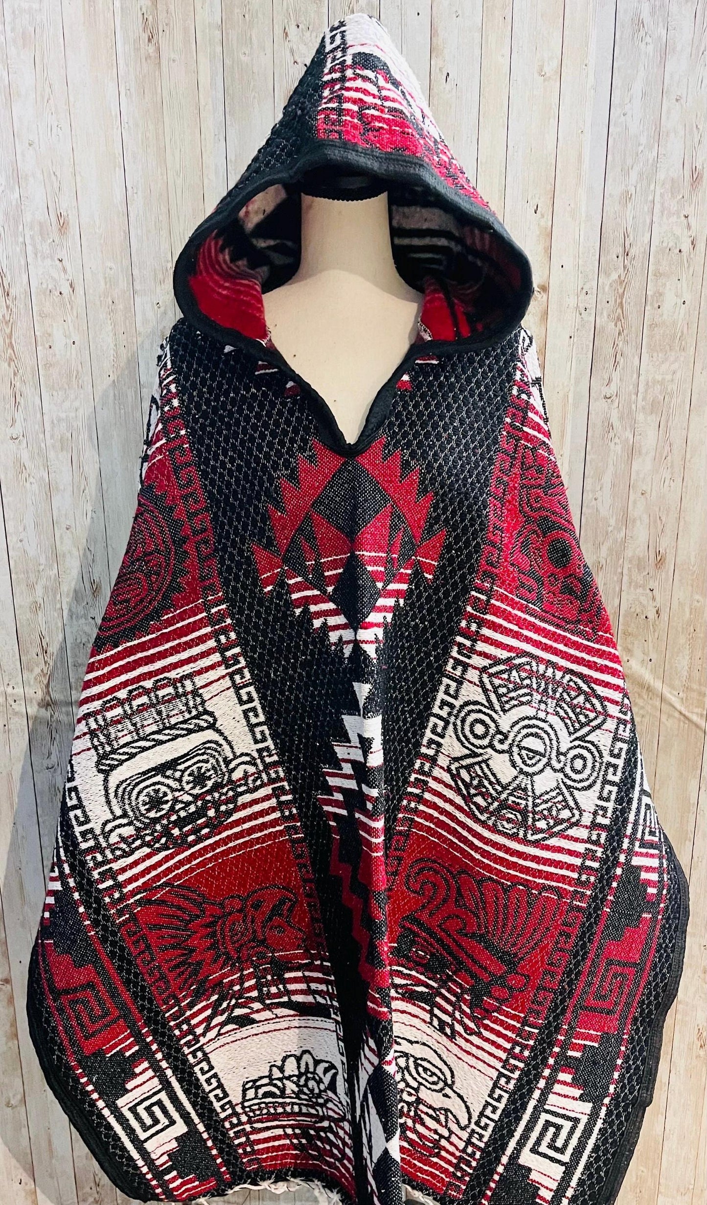 Poncho Mexicano  Calendario Azteca Con Gorro Mexican Aztec Calendar Poncho with Hoodie