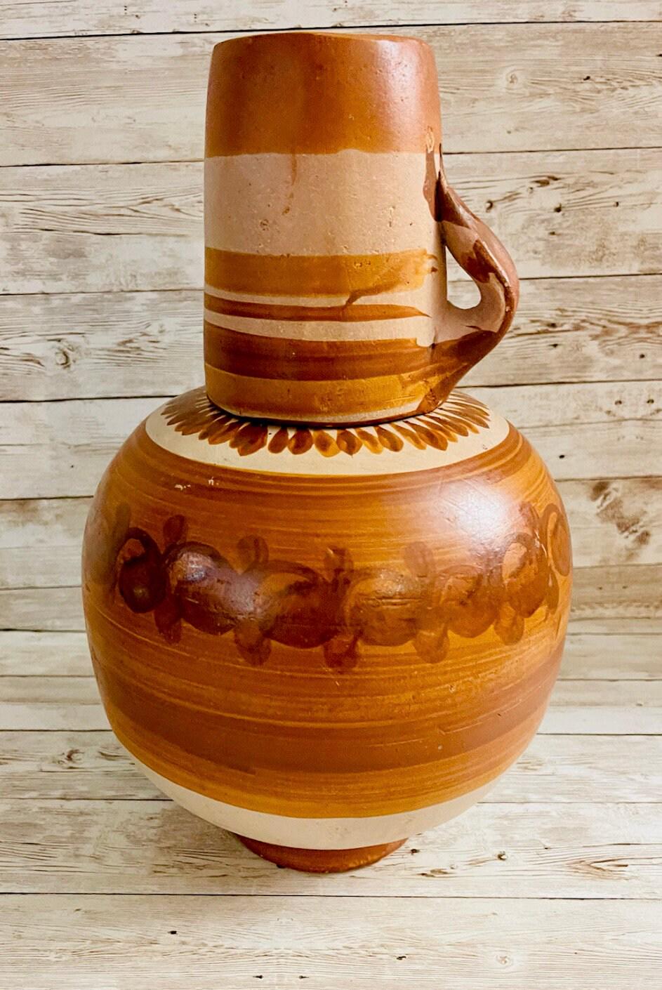 Mexican Clay WaterJug & Cup Botellón Garrafón de Barro Mexicano